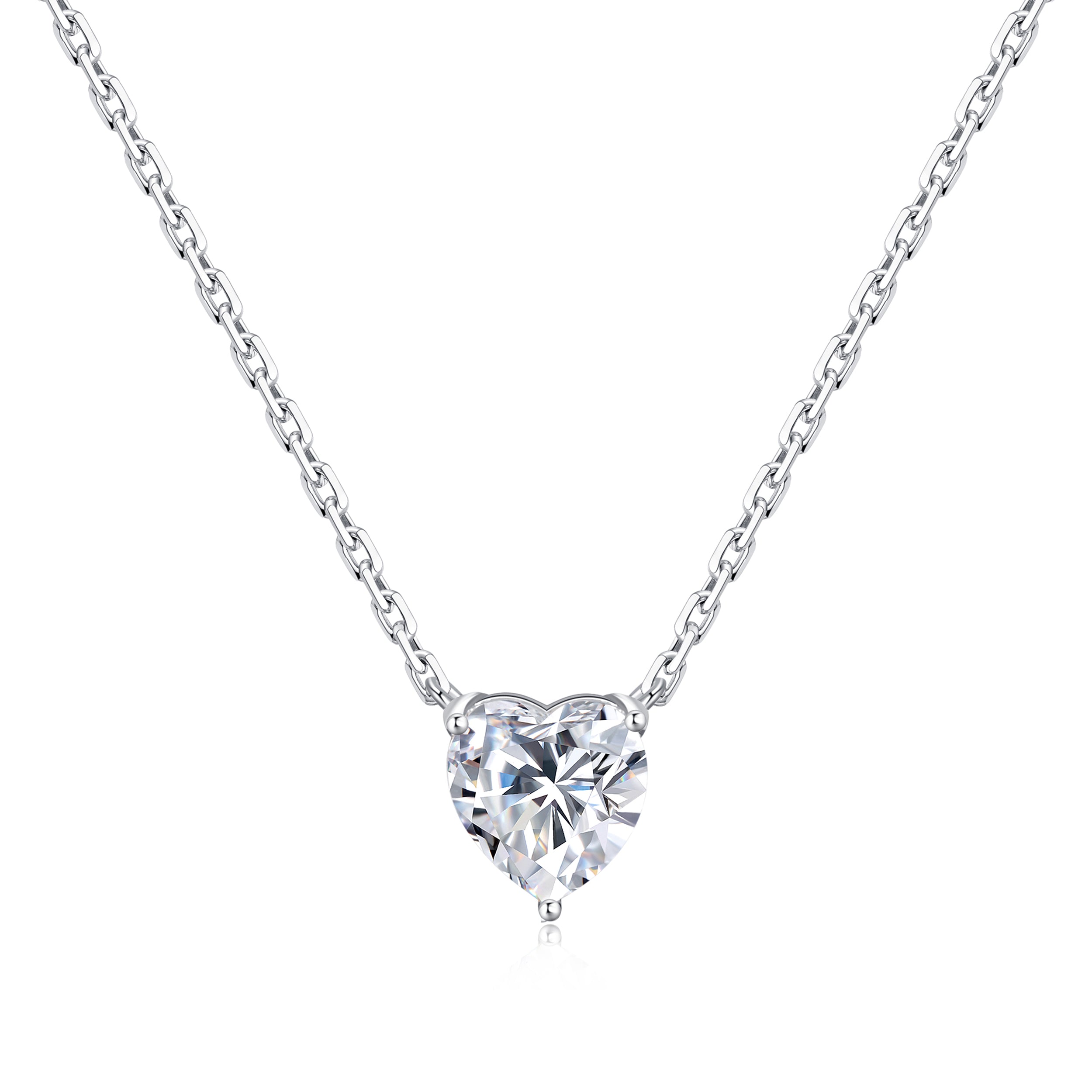 Sterling Silver Heart Solitaire Necklace Created with Zircondia® Crystals