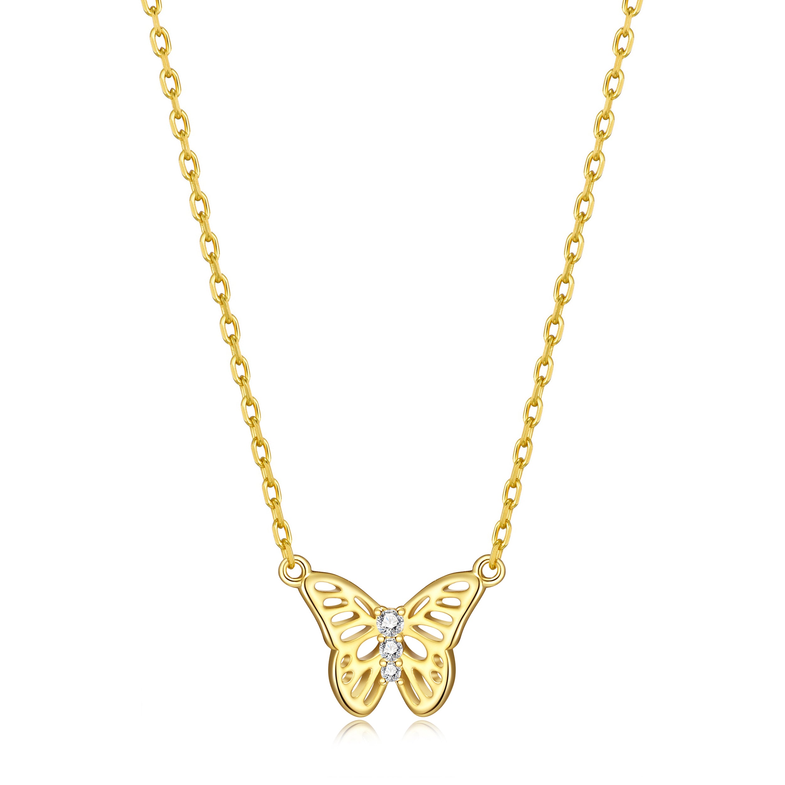 Gold Plated Butterfly Necklace Created with Zircondia® Crystals