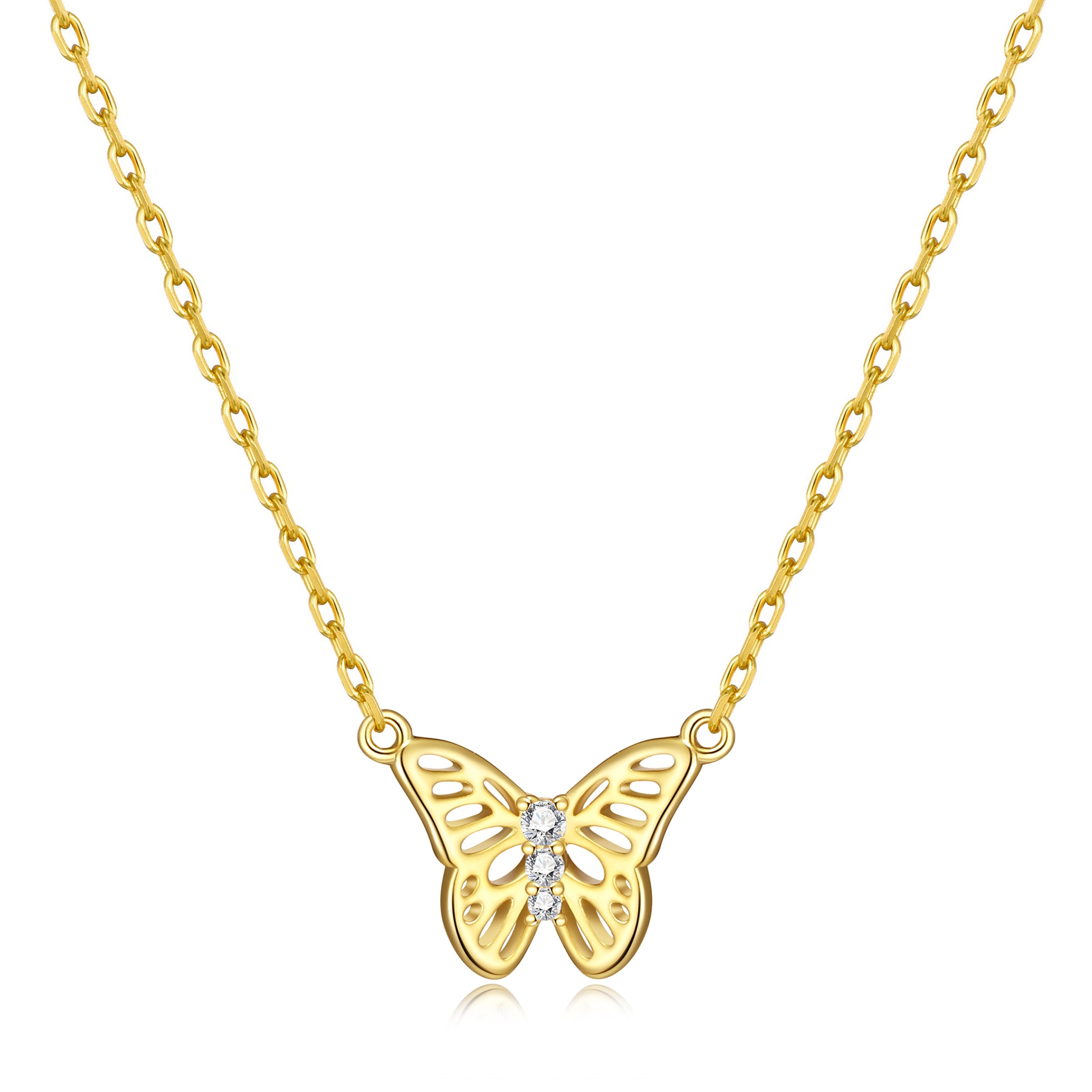 Gold Plated Butterfly Necklace Created with Zircondia® Crystals