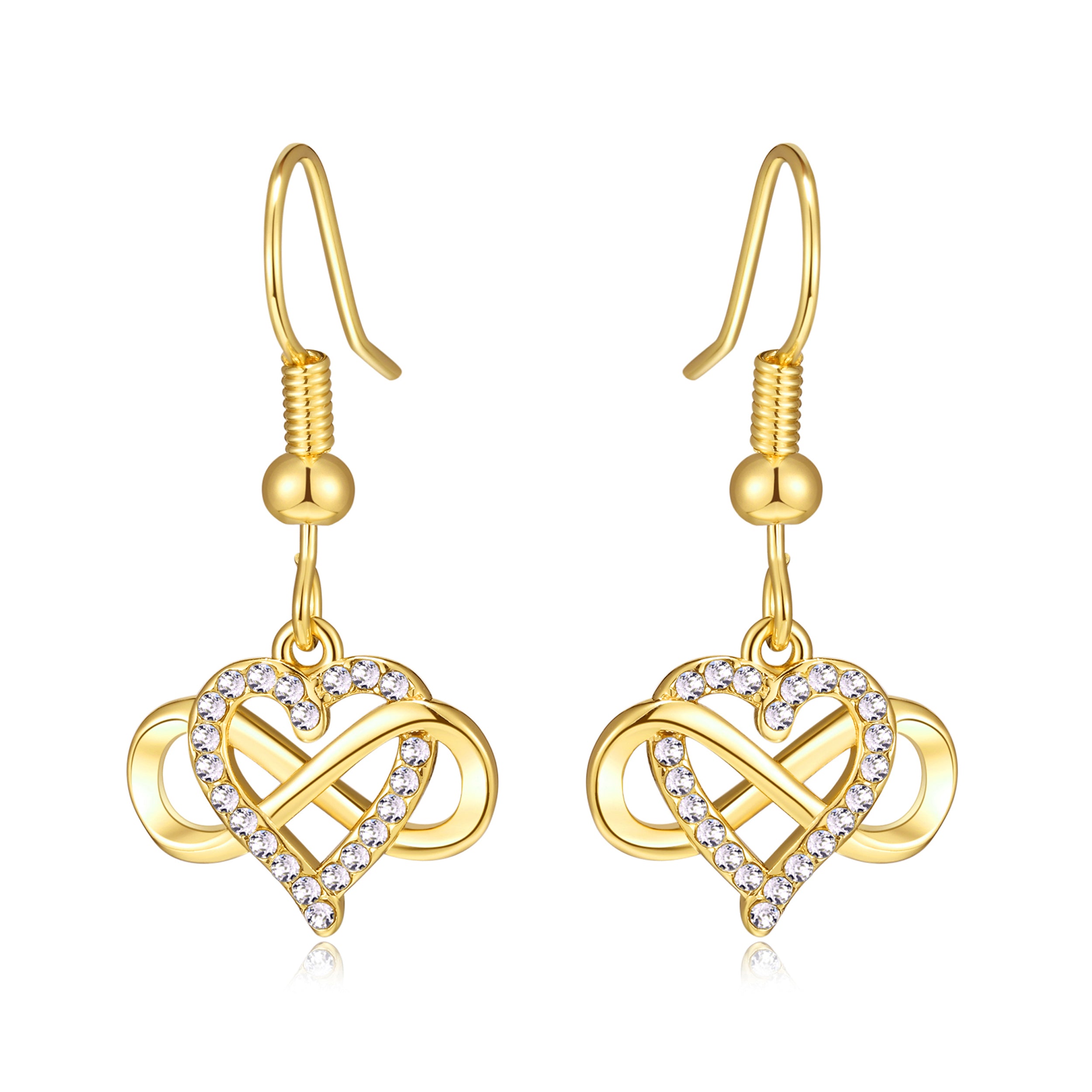 Gold Plated Infinity Heart Drop Earrings Created with Zircondia® Crystals