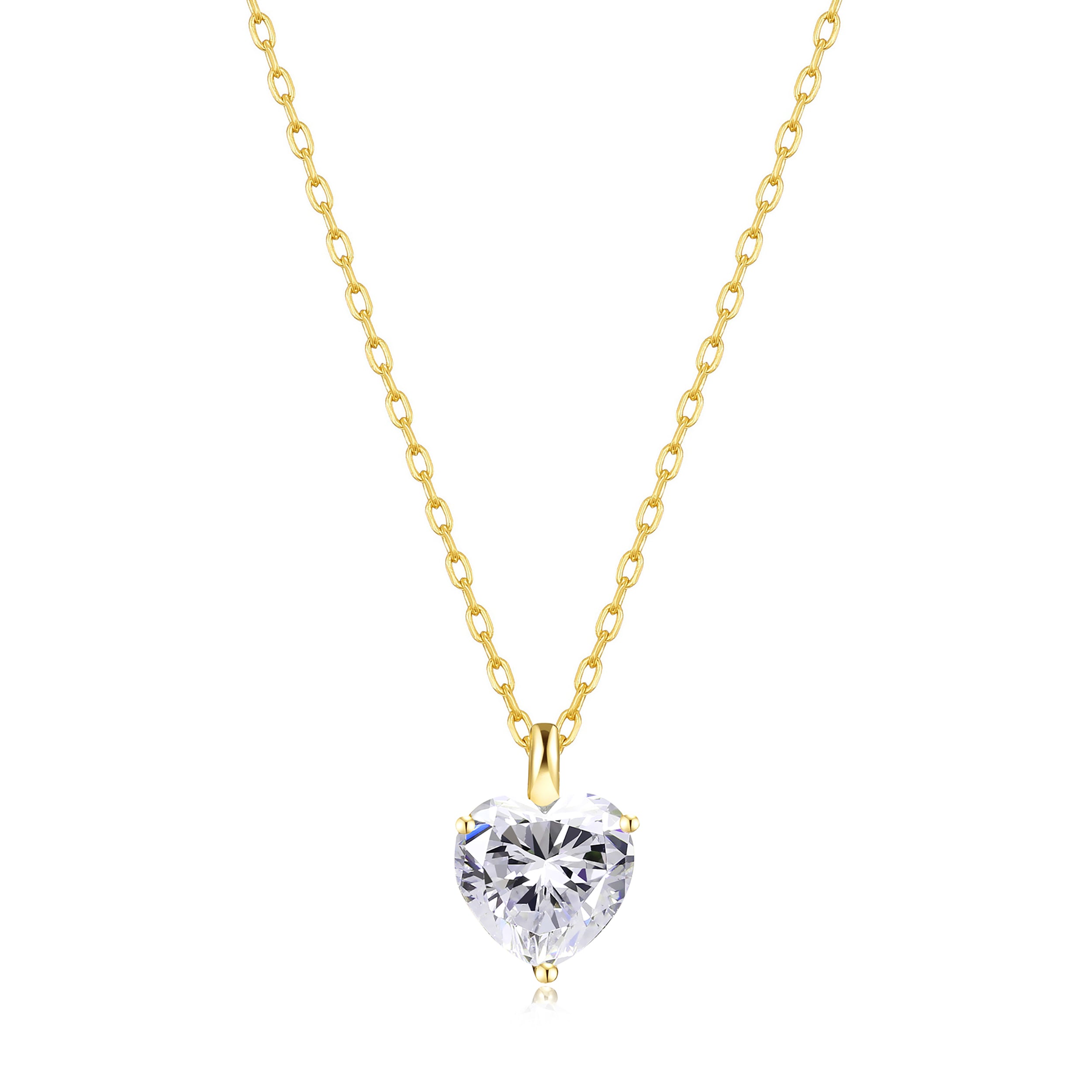 Gold Plated Heart Solitaire Necklace Created with Zircondia® Crystals