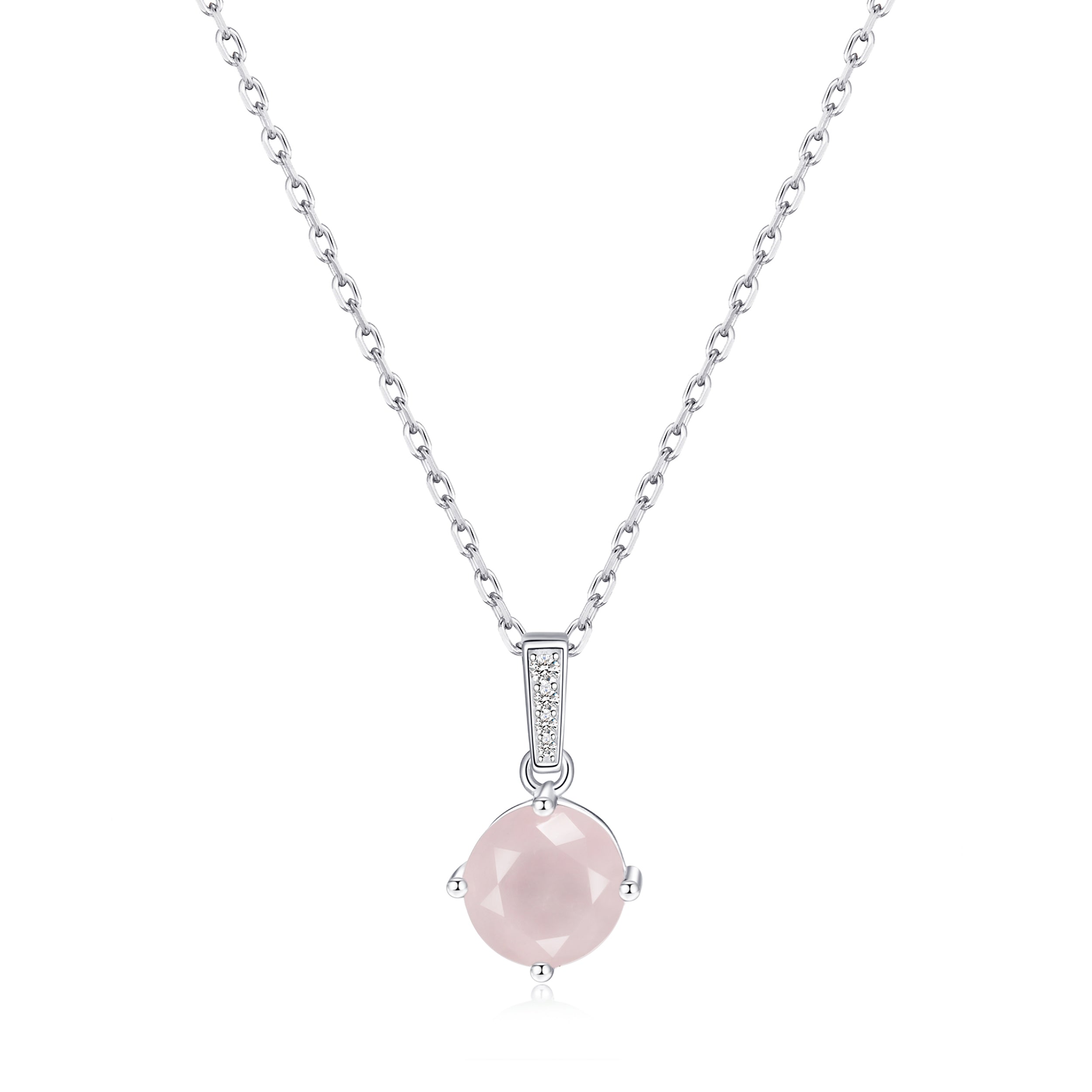 Sterling Silver Rose Quartz Gemstone Necklace