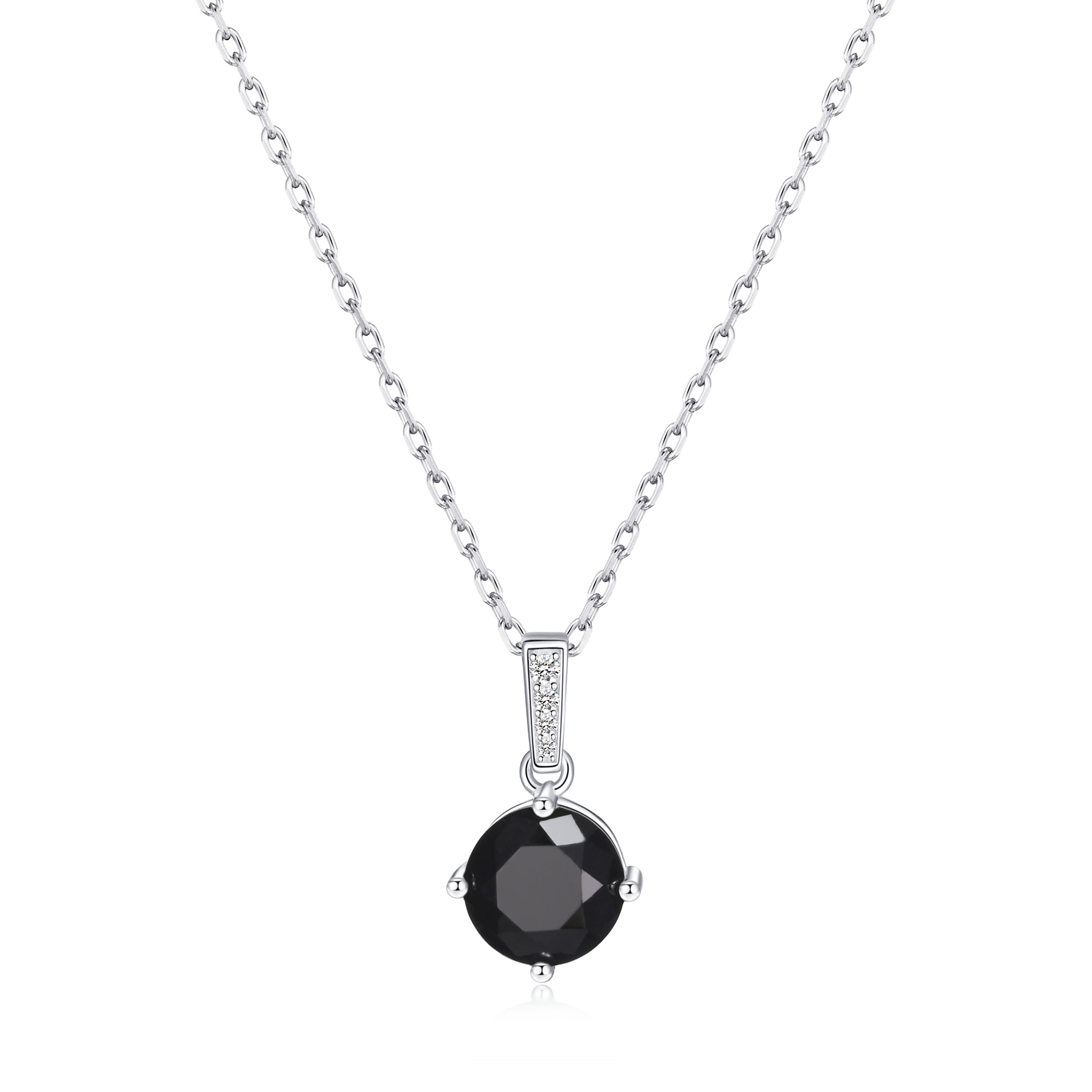 Sterling Silver Black Onyx Gemstone Necklace