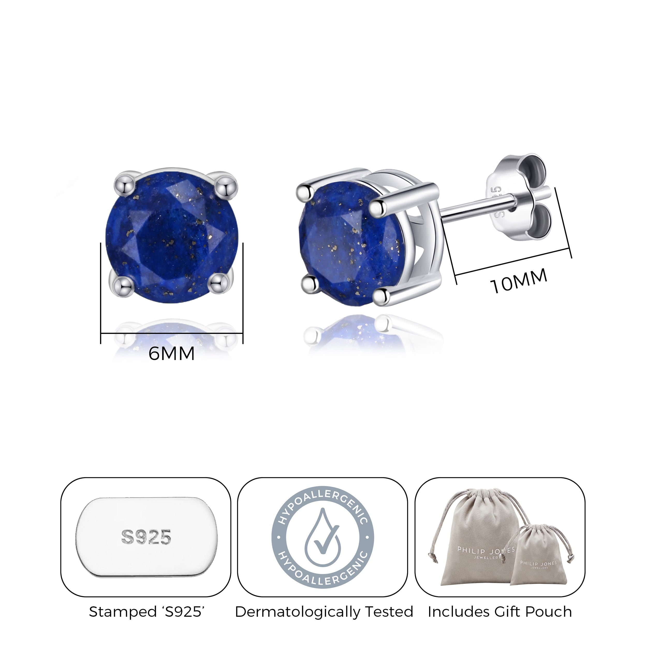 Sterling Silver Lapis Gemstone Earrings