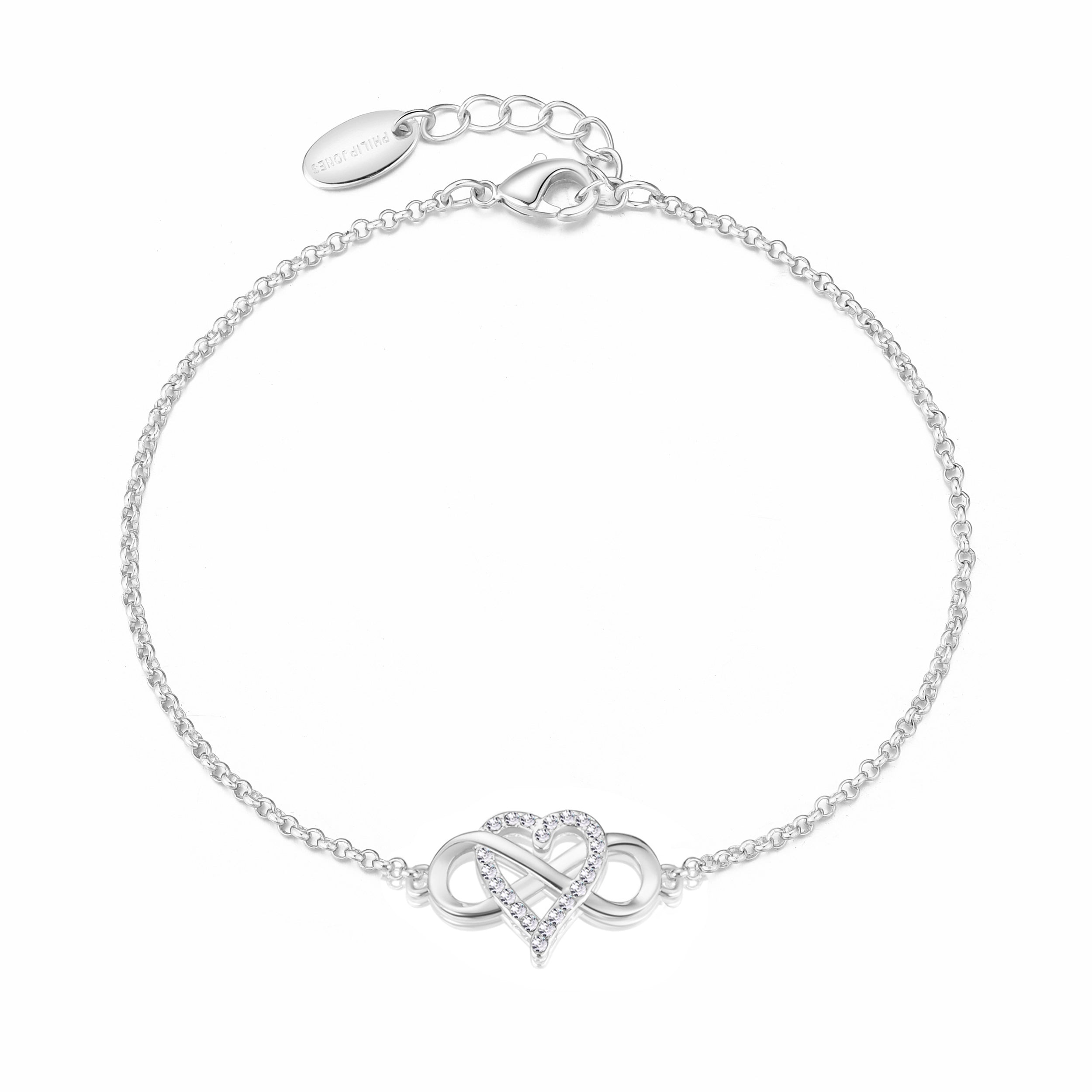 Silver Plated Infinity Heart Bracelet Created with Zircondia® Crystals