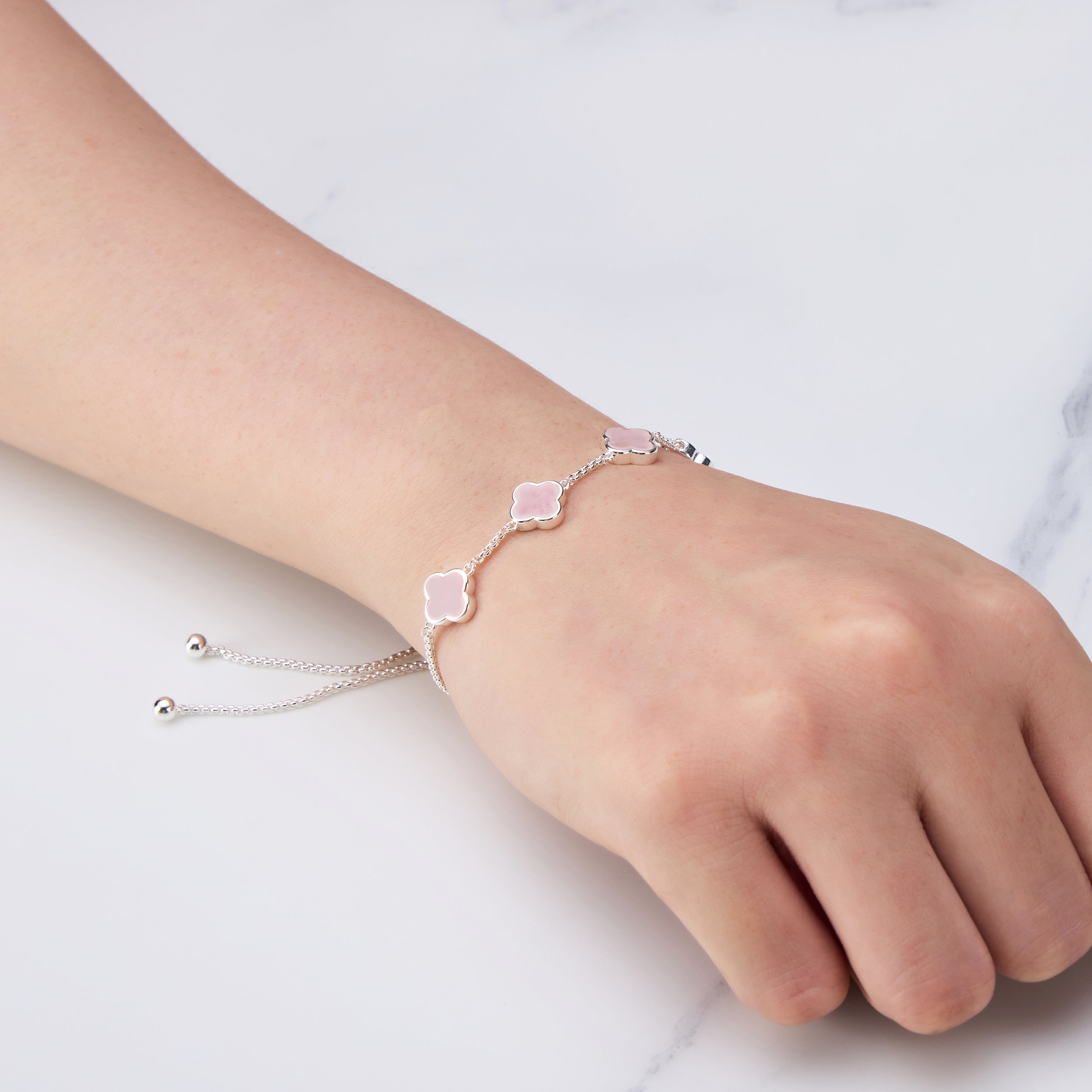 Rose Quartz Multi Clover Friendship Bracelet