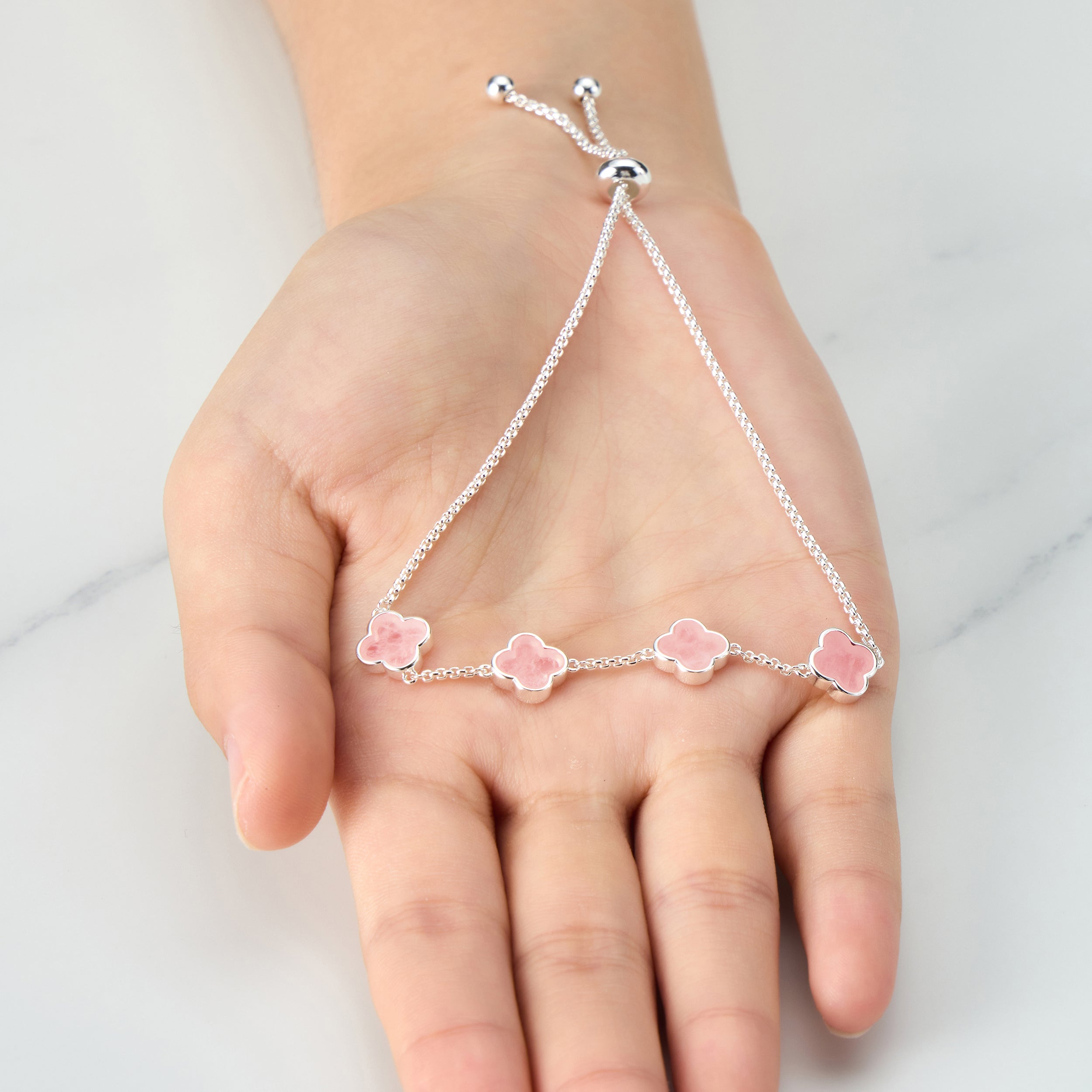 Rose Quartz Multi Clover Friendship Bracelet