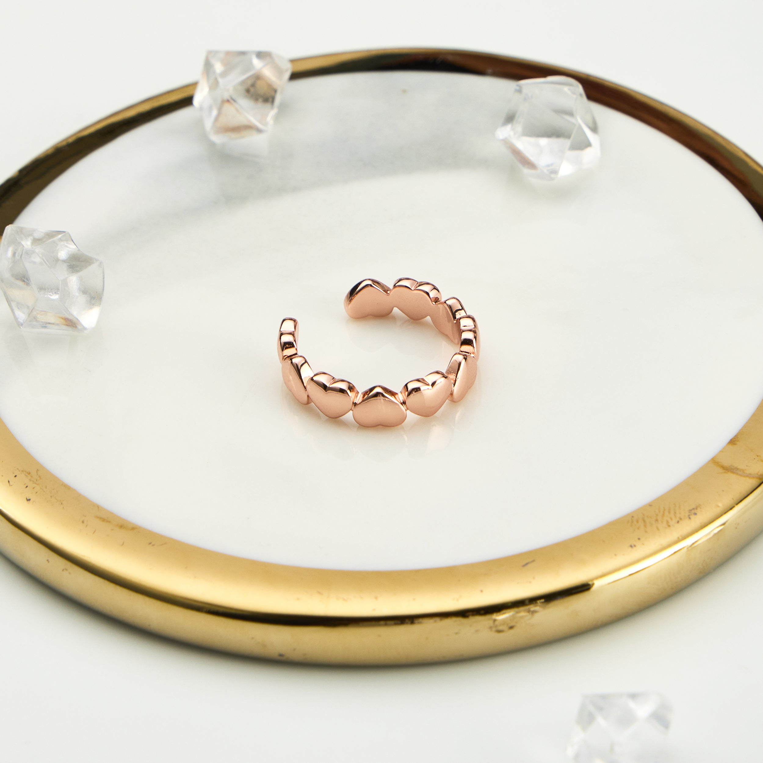 Rose Gold Plated Adjustable Heart Band Ring