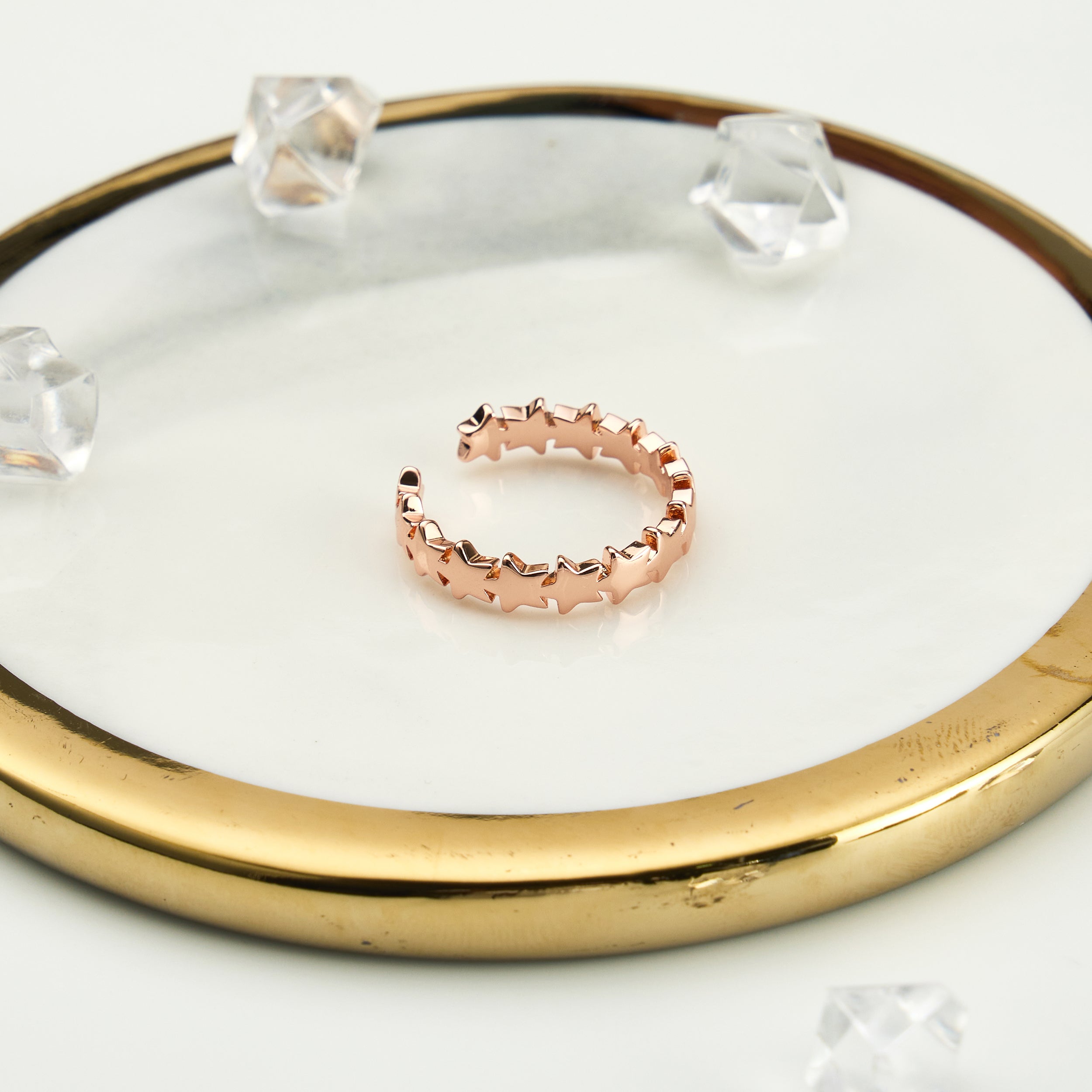 Rose Gold Plated Adjustable Star Band Ring