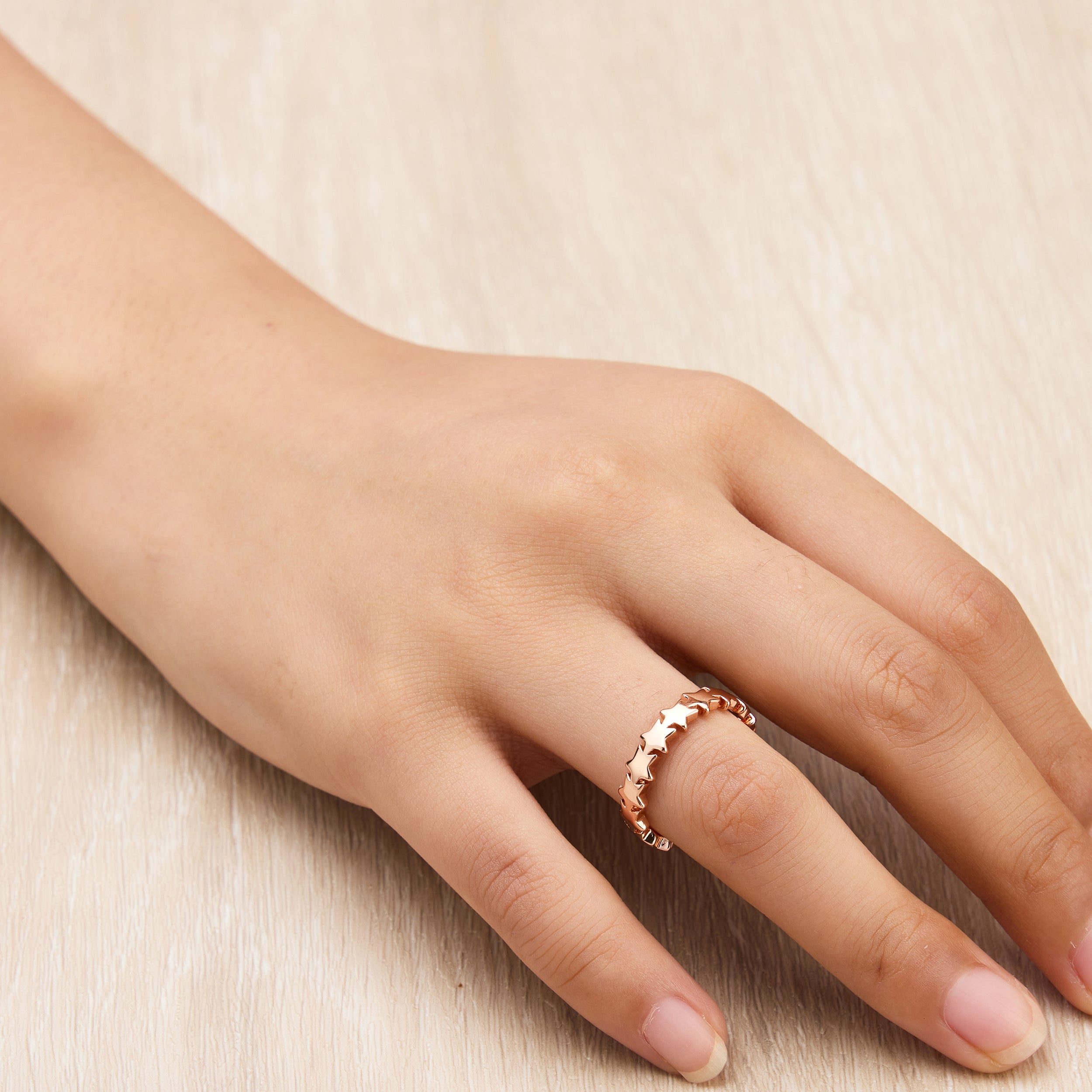 Rose Gold Plated Adjustable Star Band Ring