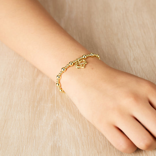 18k Gold Plated Infinity Heart Beaded Stretch True Friends Bracelet with Quote Card