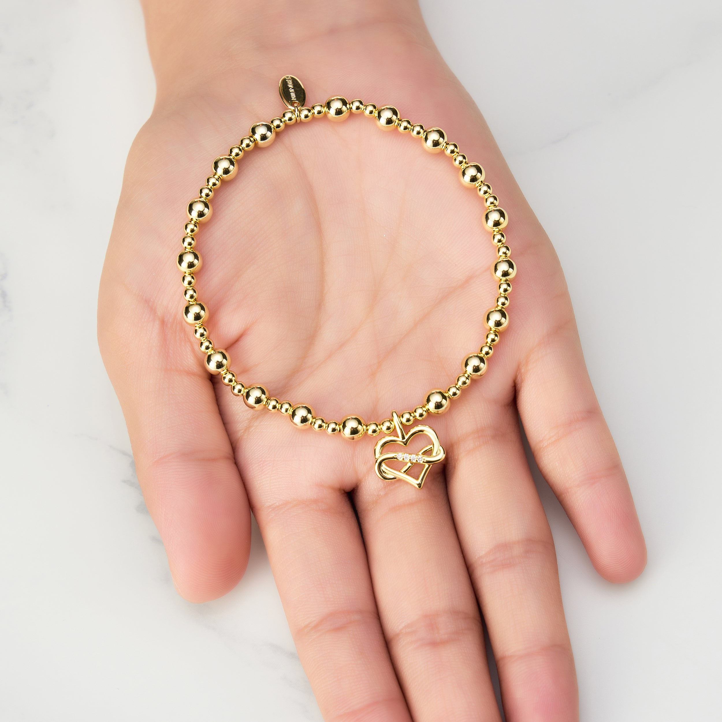 Gold Plated Infinity Heart Beaded Stretch Bracelet