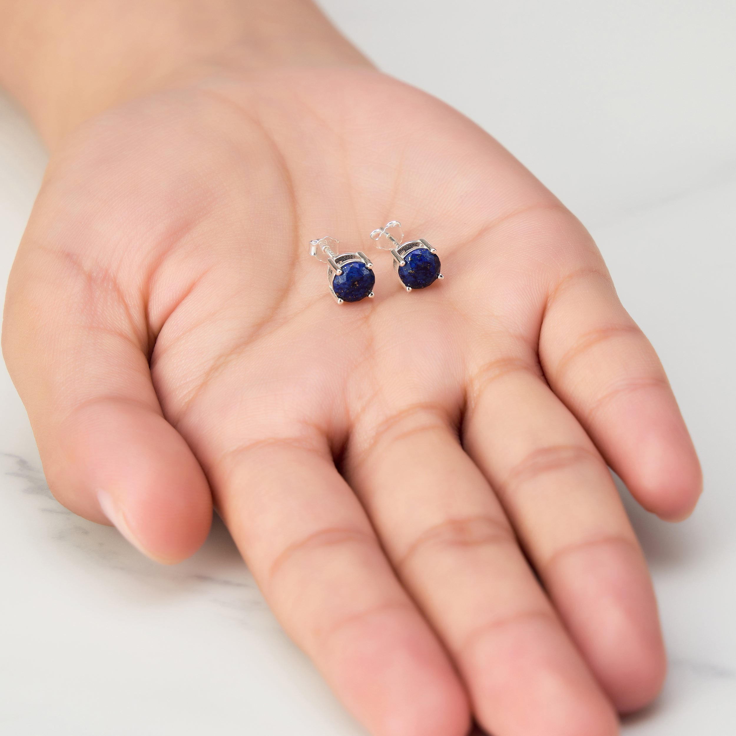 Sterling Silver Lapis Gemstone Earrings