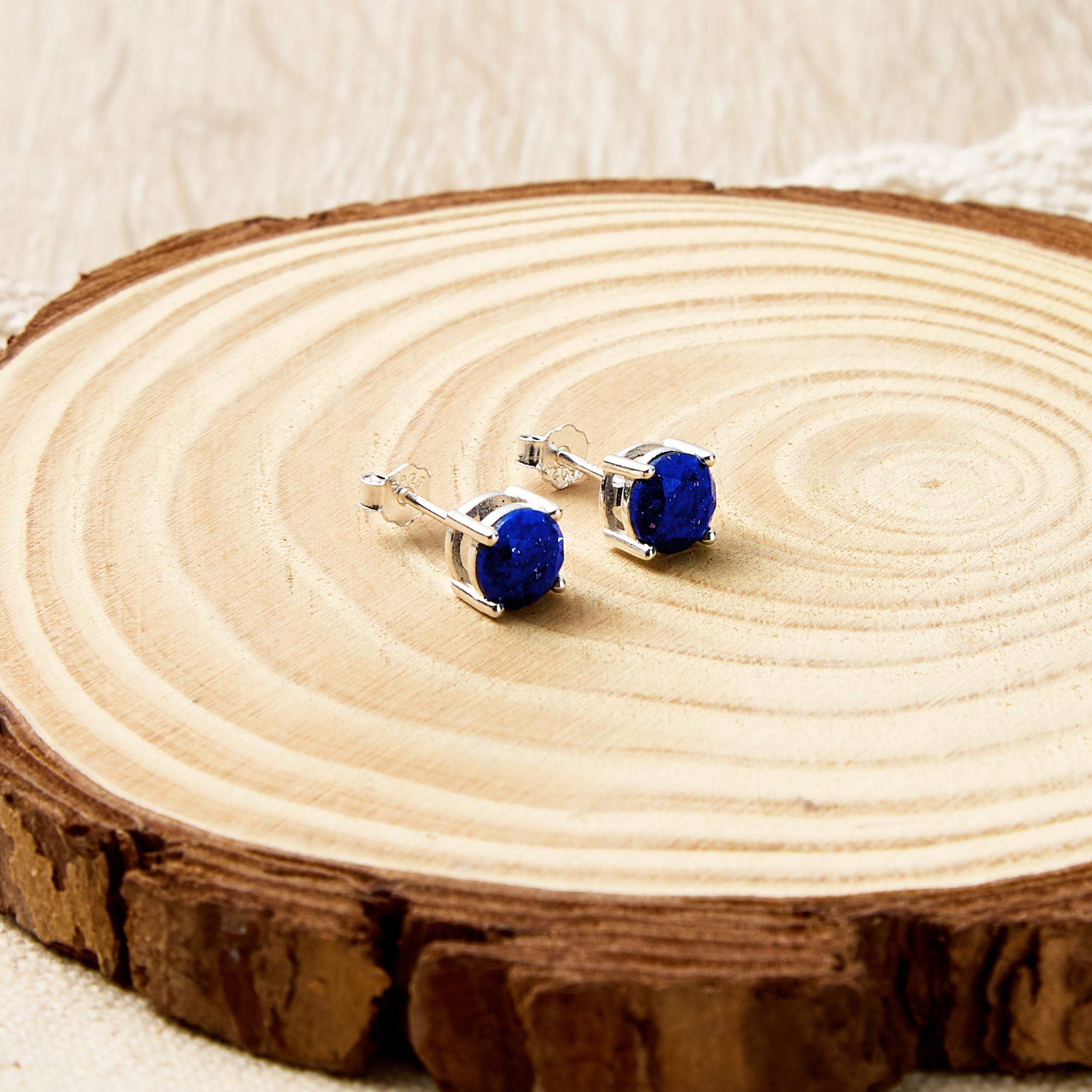 Sterling Silver Lapis Gemstone Earrings