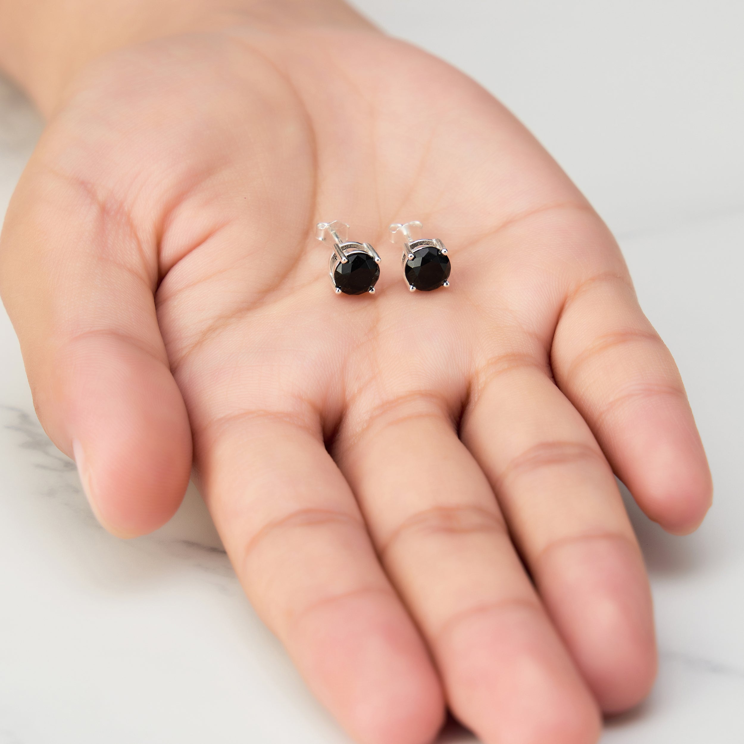 Sterling Silver Black Onyx Gemstone Earrings