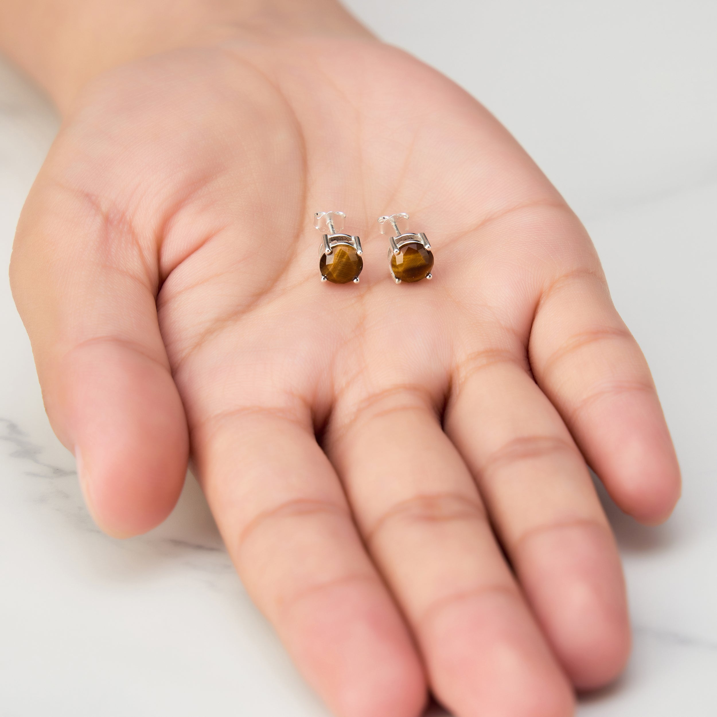 Sterling Silver Tigers Eye Gemstone Earrings