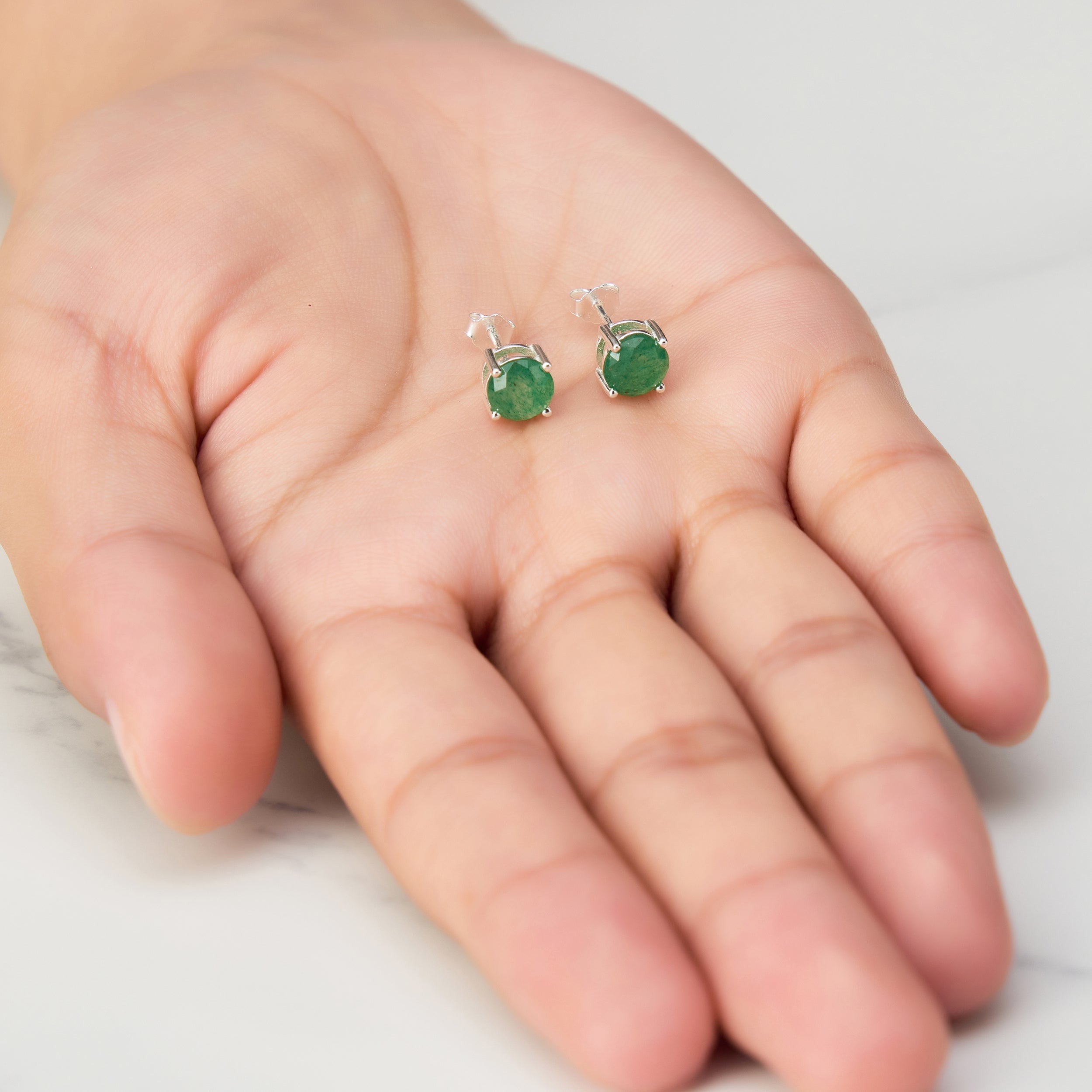 Sterling Silver Green Aventurine Gemstone Earrings