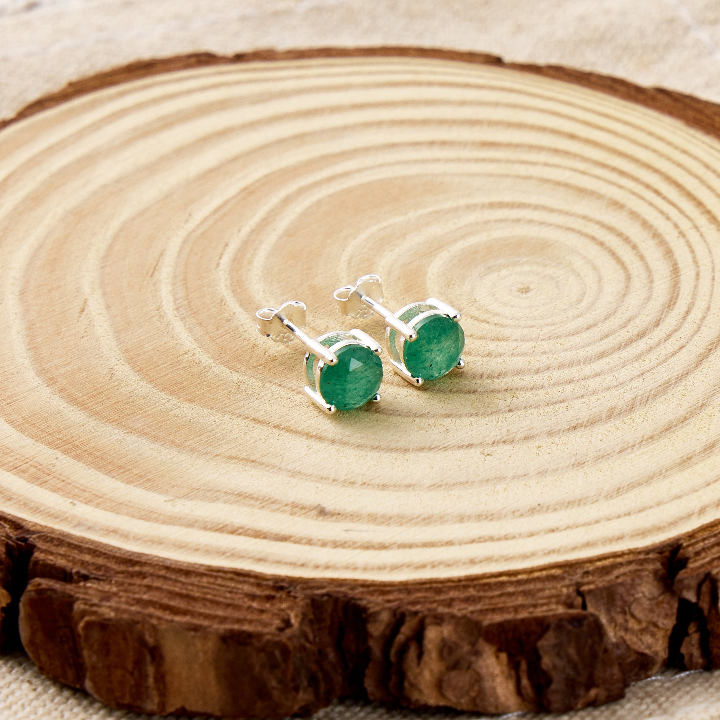 Sterling Silver Green Aventurine Gemstone Earrings