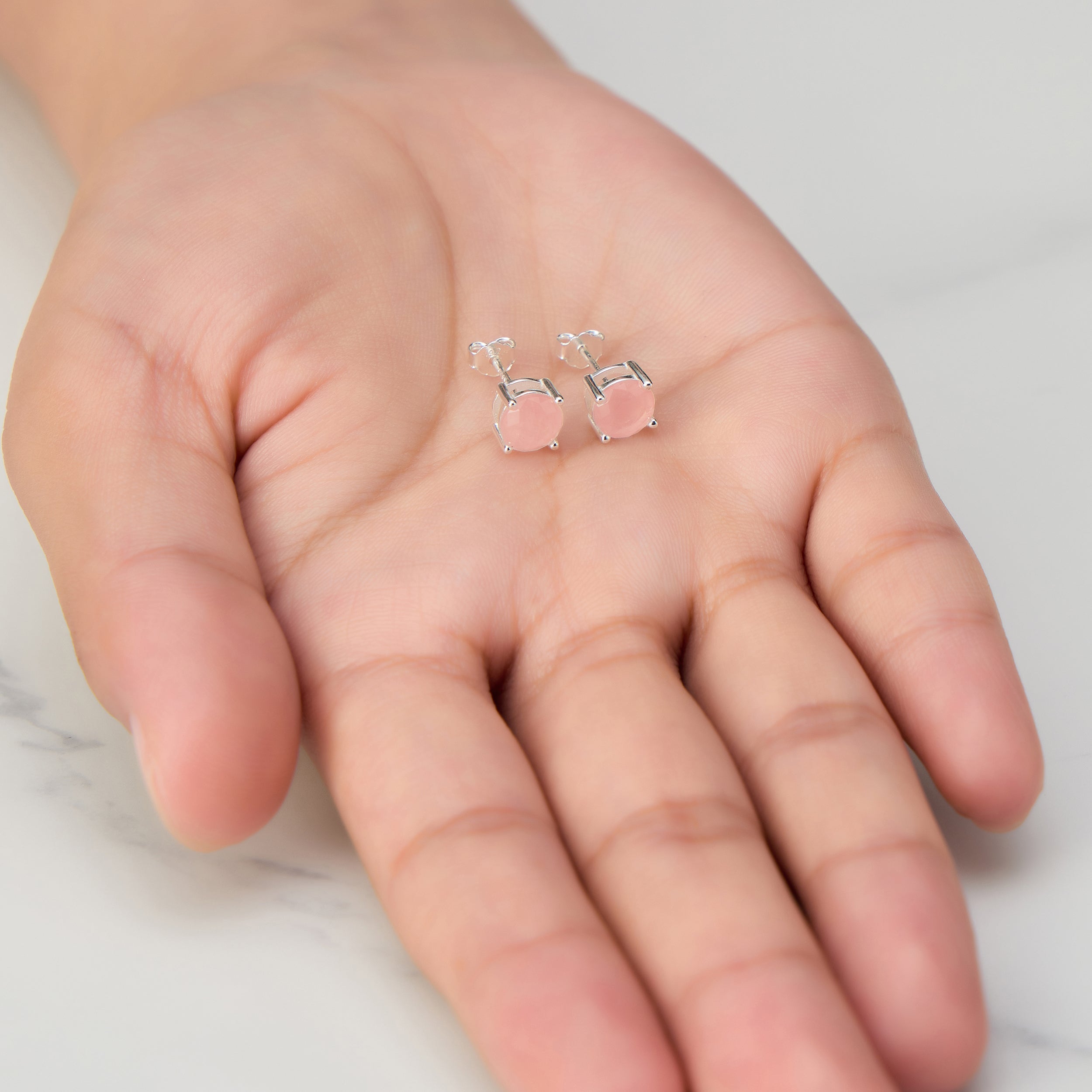 Sterling Silver Rose Quartz Gemstone Earrings