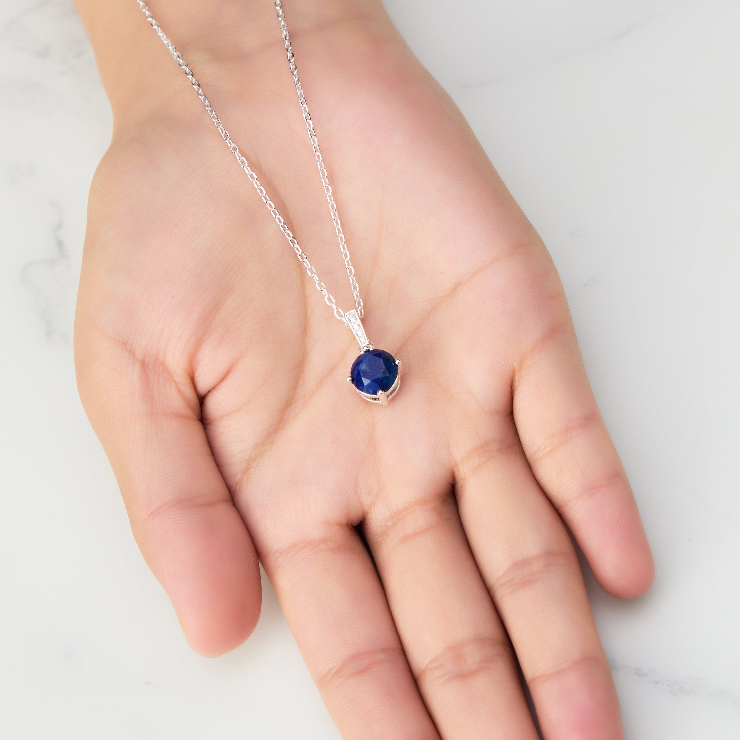 Sterling Silver Lapis Gemstone Necklace with Quote Card