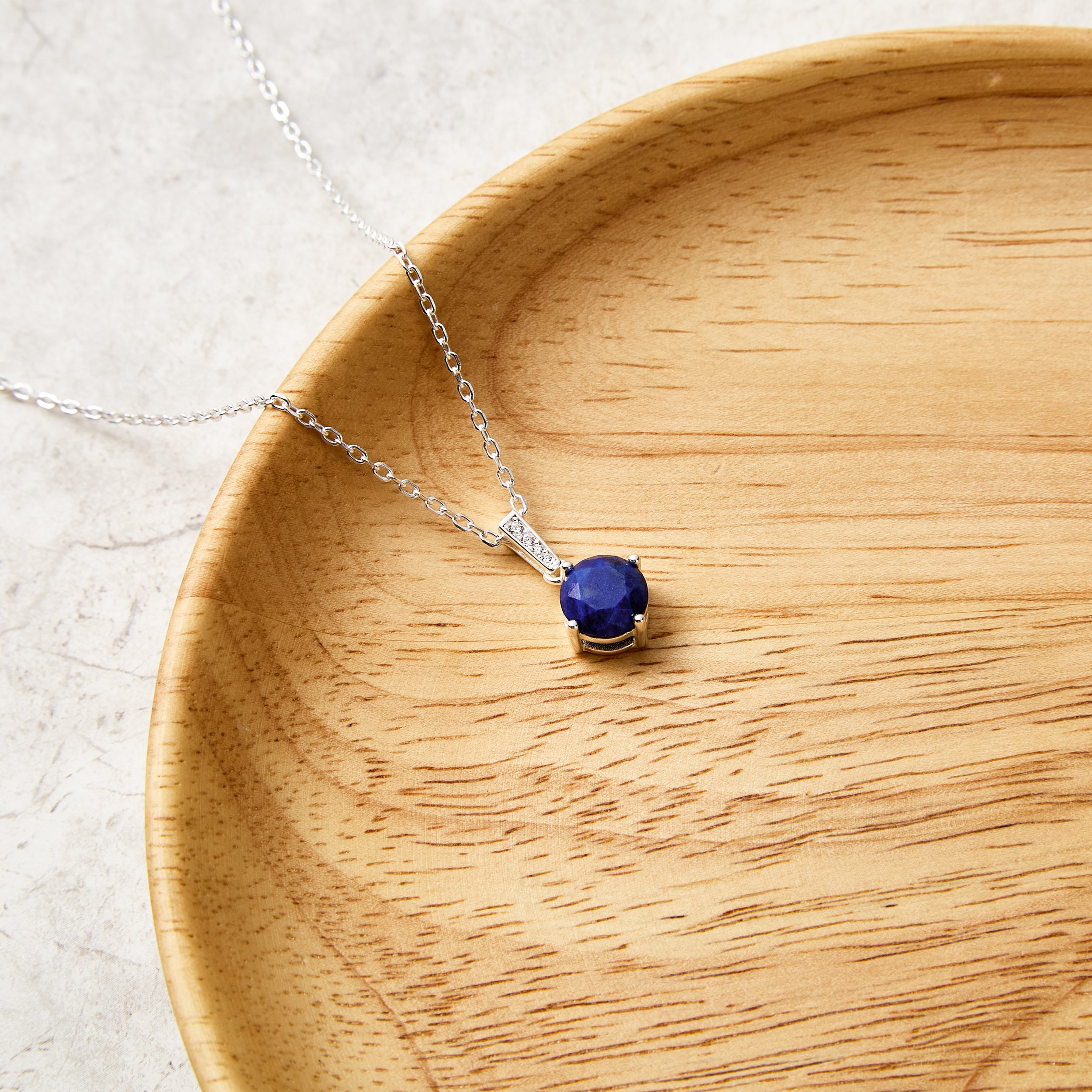 Sterling Silver Lapis Gemstone Necklace