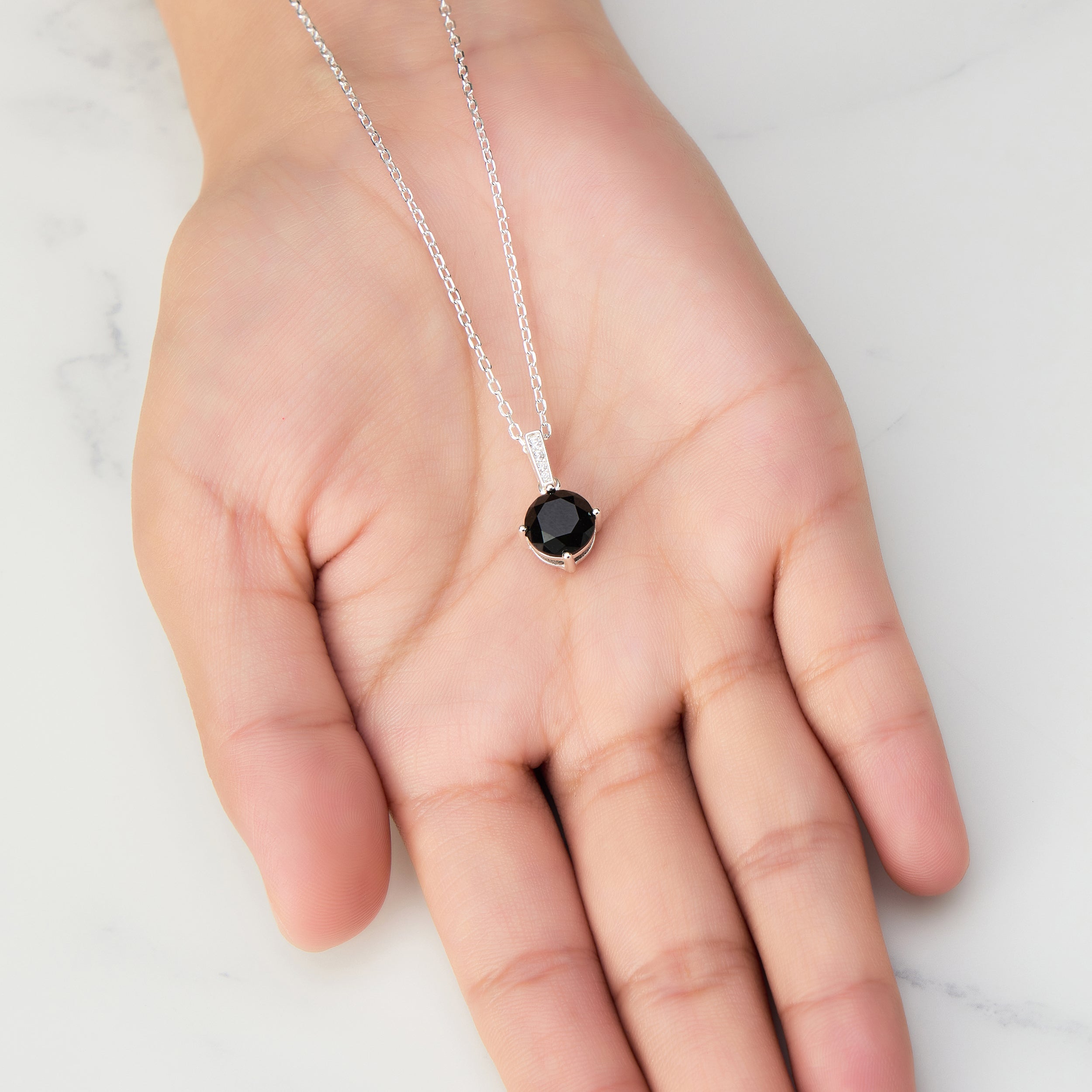 Sterling Silver Black Onyx Gemstone Necklace