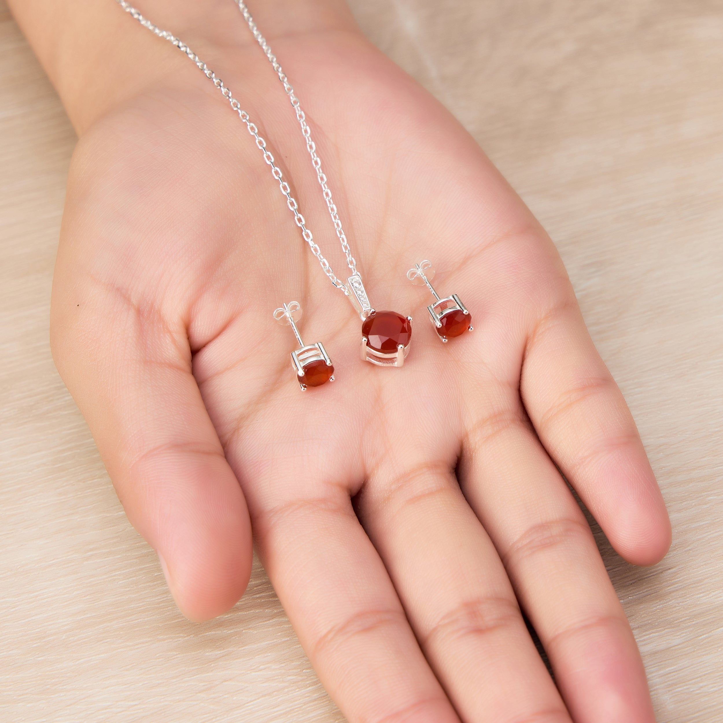 Sterling Silver Carnelian Gemstone Set