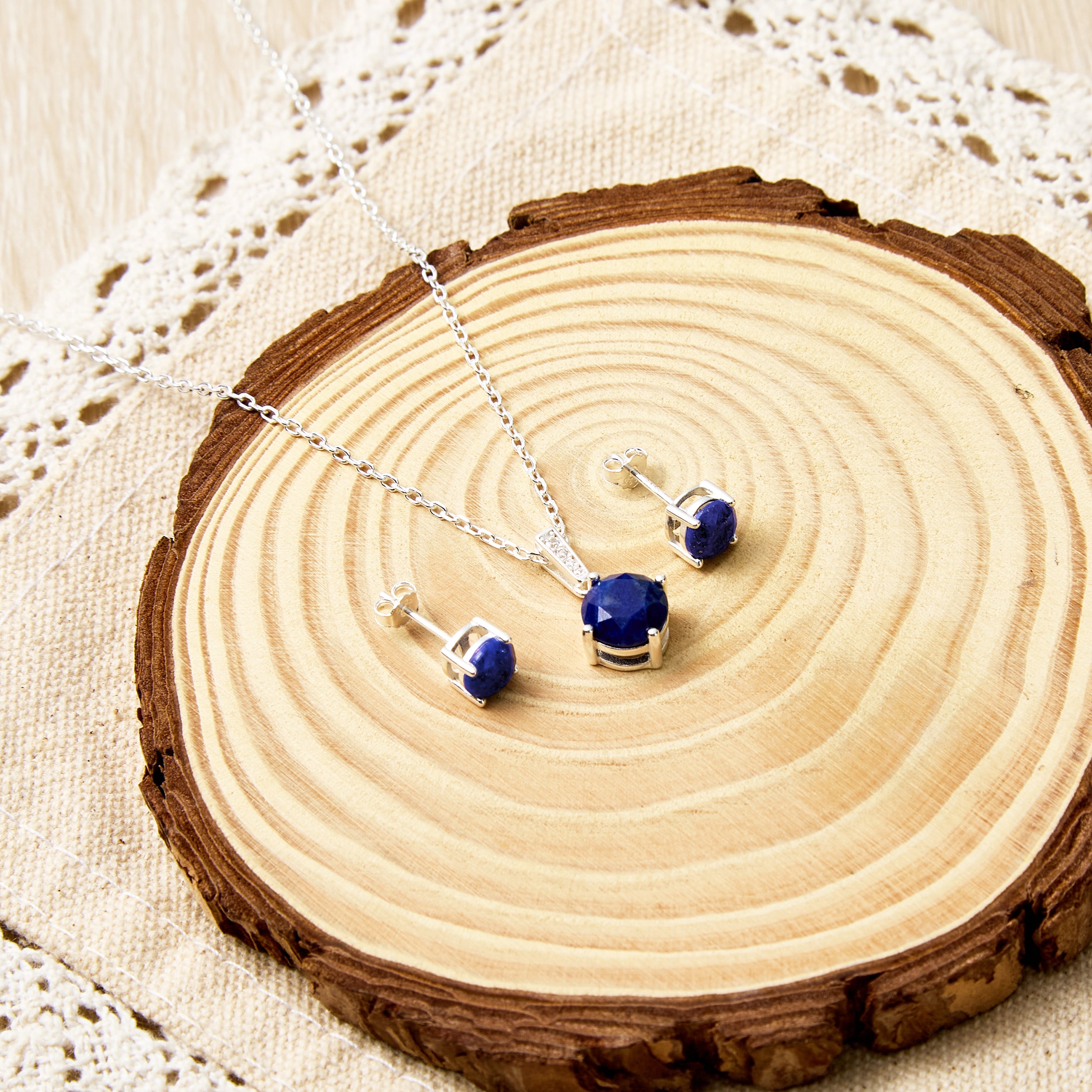 Sterling Silver Lapis Gemstone Set