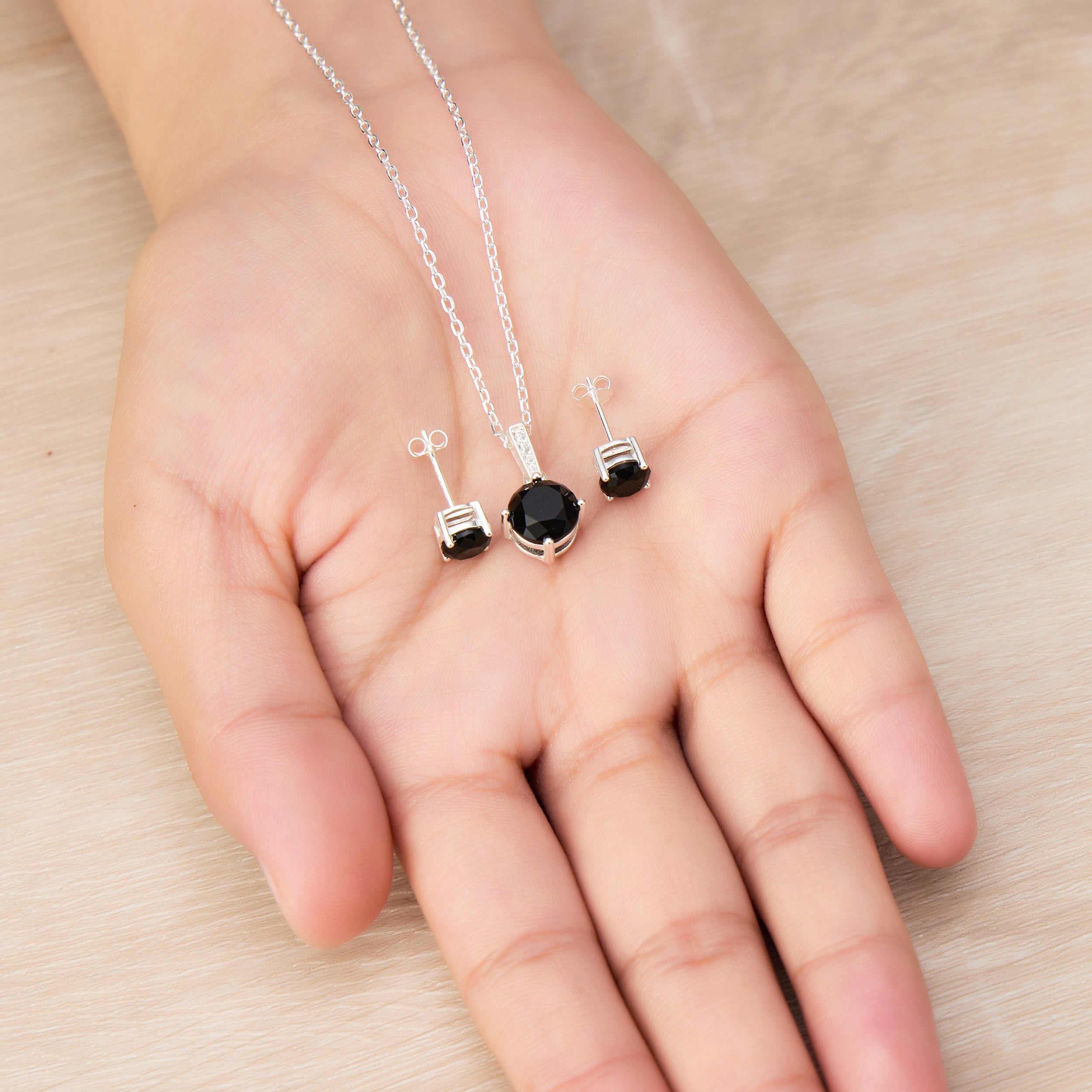 Sterling Silver Black Onyx Gemstone Set