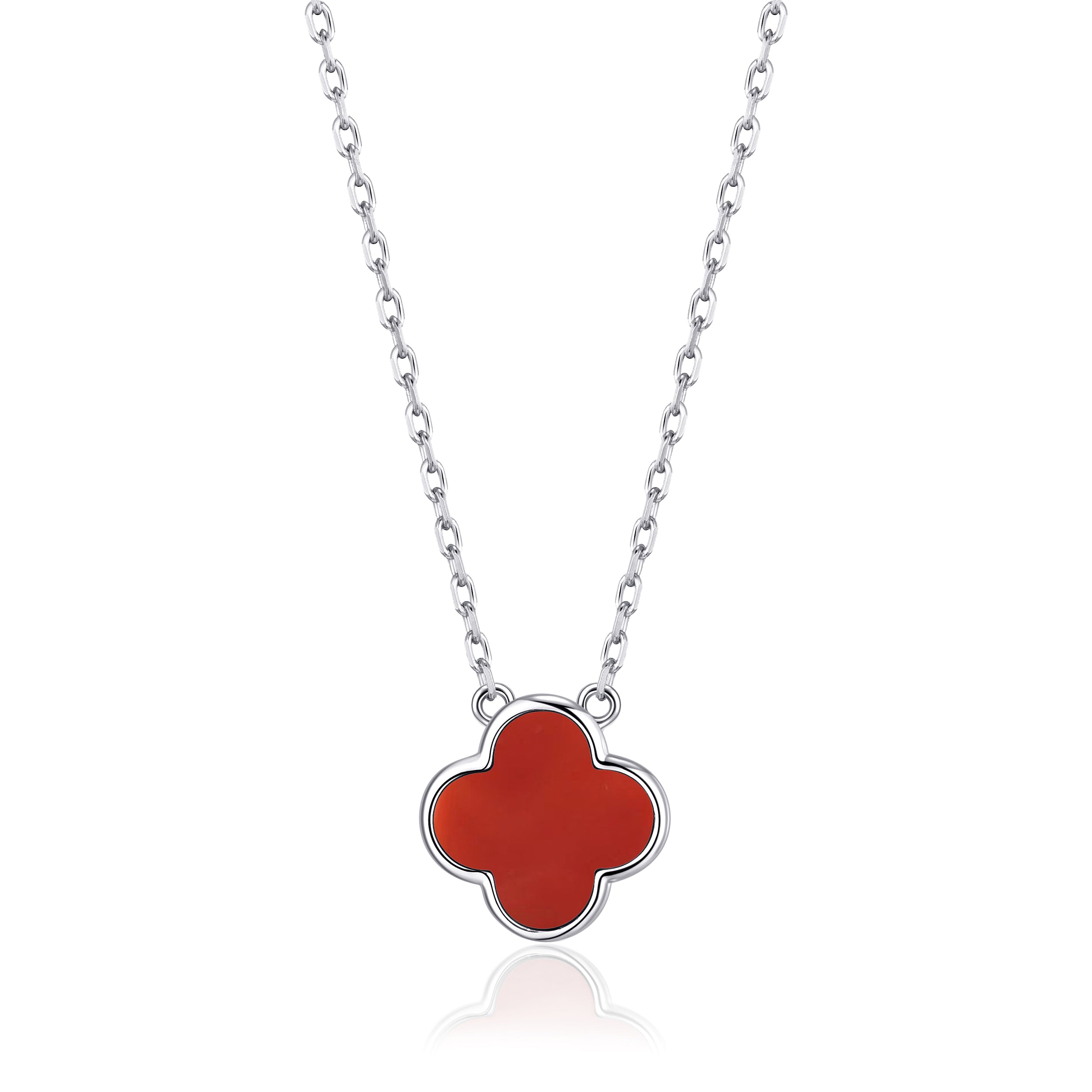 Carnelian Gemstone Clover Necklace