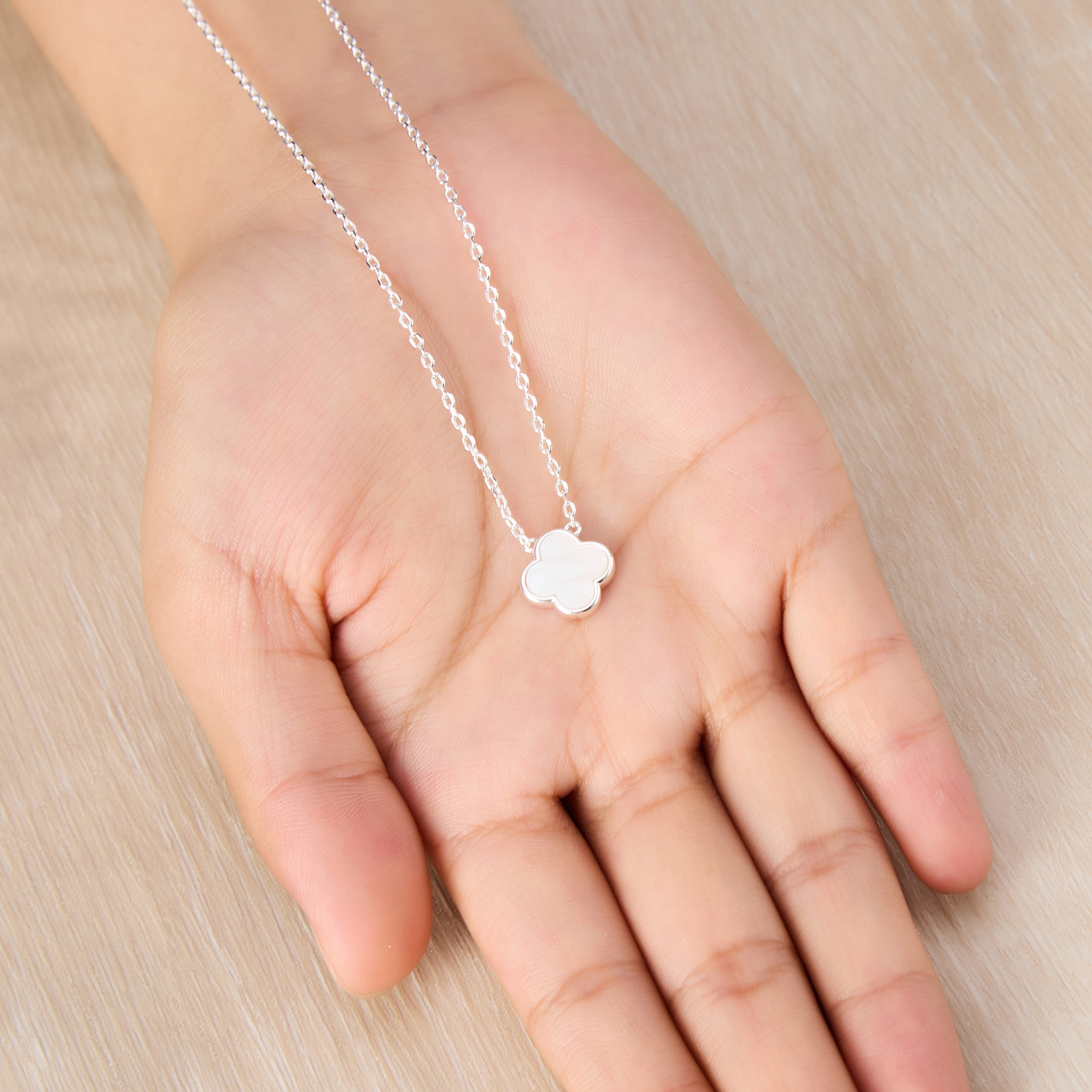 Mother of Pearl Gemstone Clover Necklace