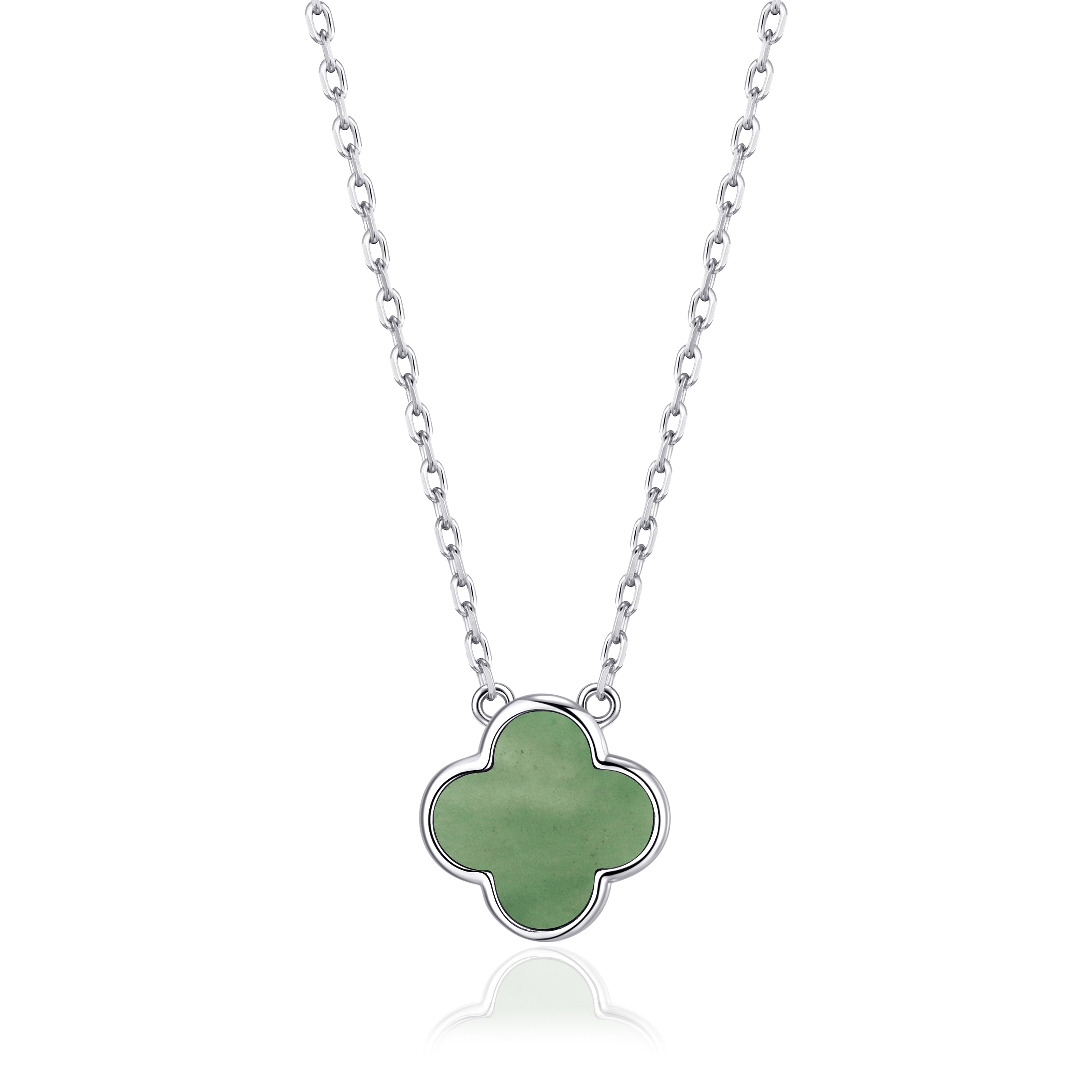 Green Aventurine Gemstone Clover Necklace