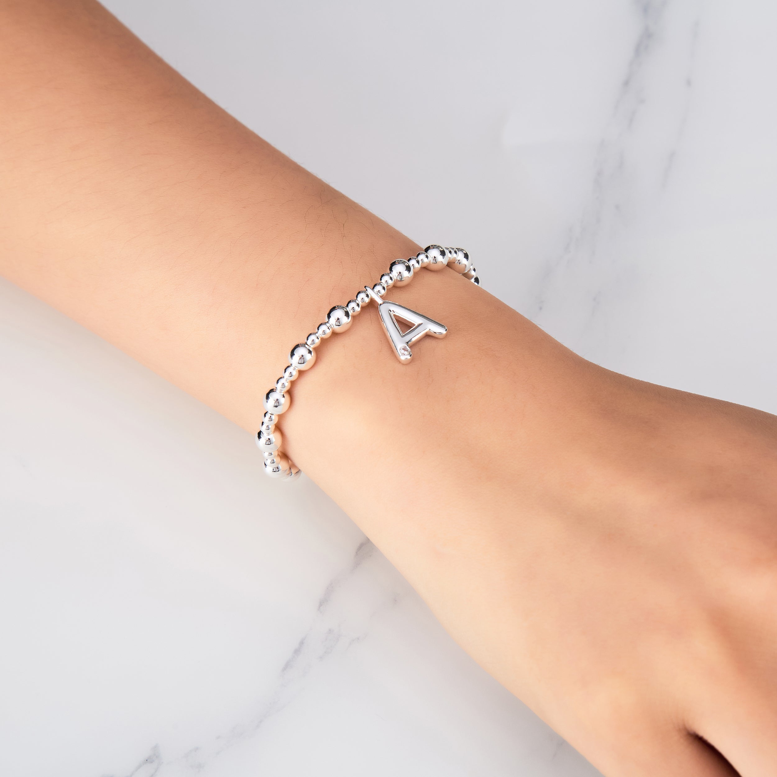 Letter A Initial Stretch Bracelet Created with Zircondia® Crystals