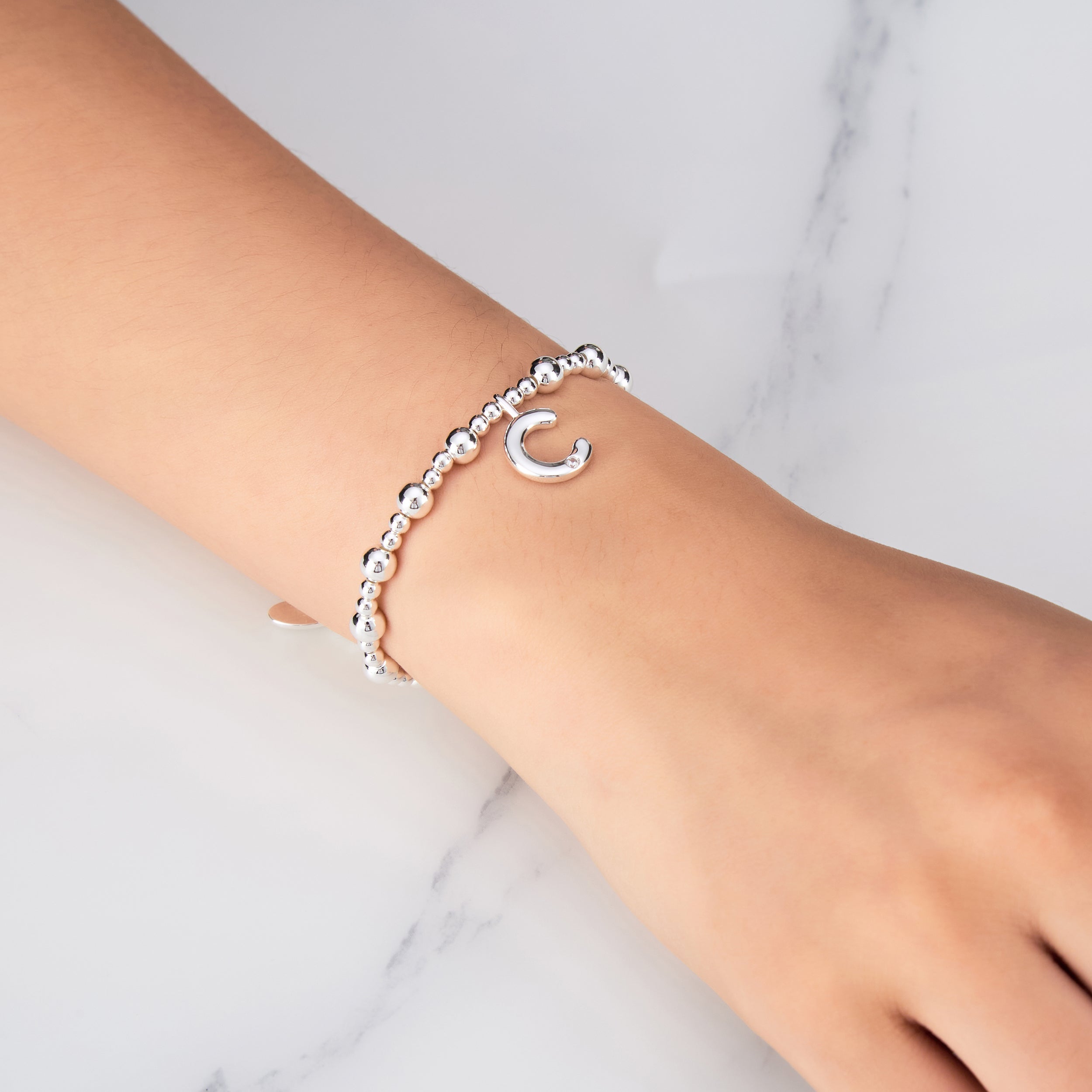 Letter C Initial Stretch Bracelet Created with Zircondia® Crystals