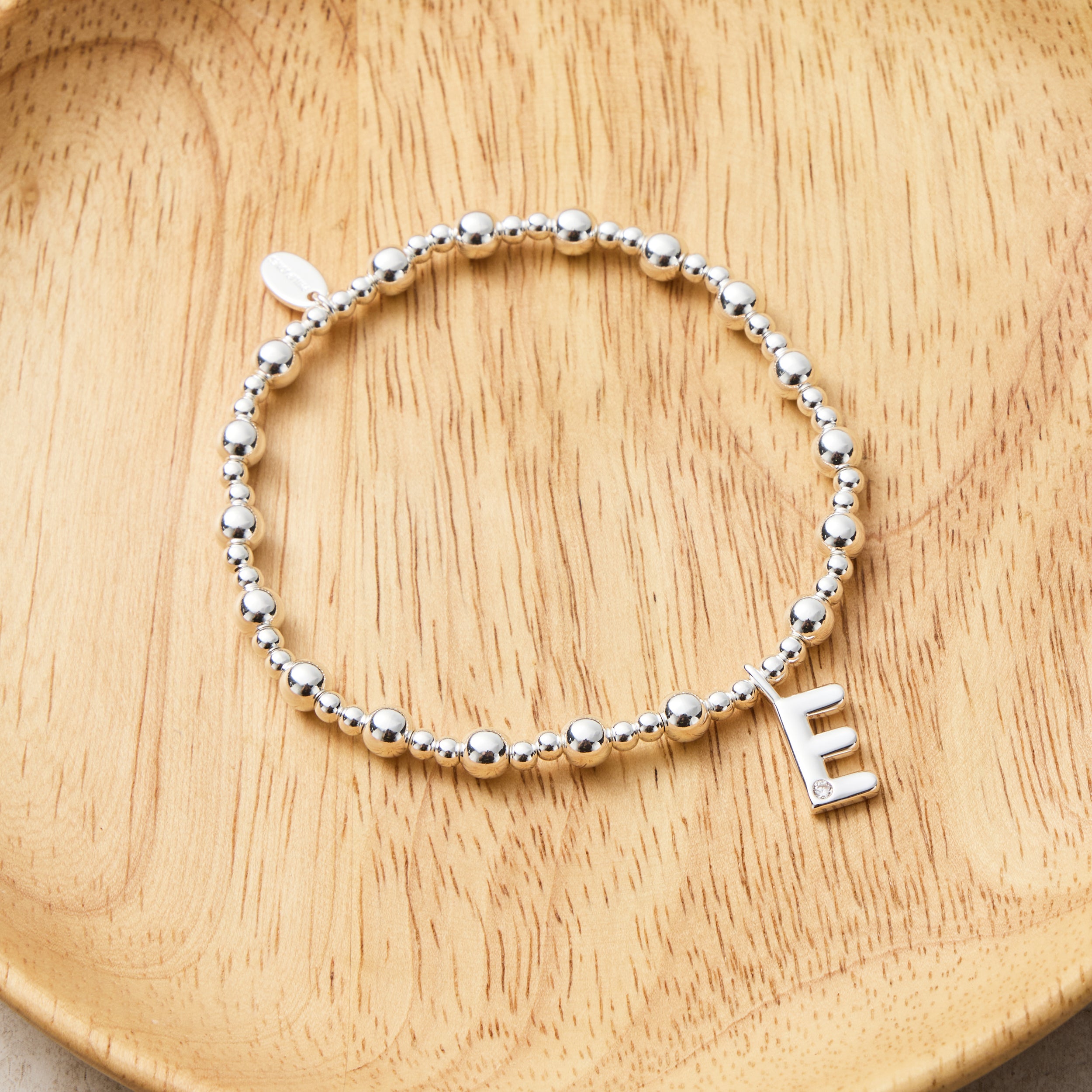 Letter E Initial Stretch Bracelet Created with Zircondia® Crystals