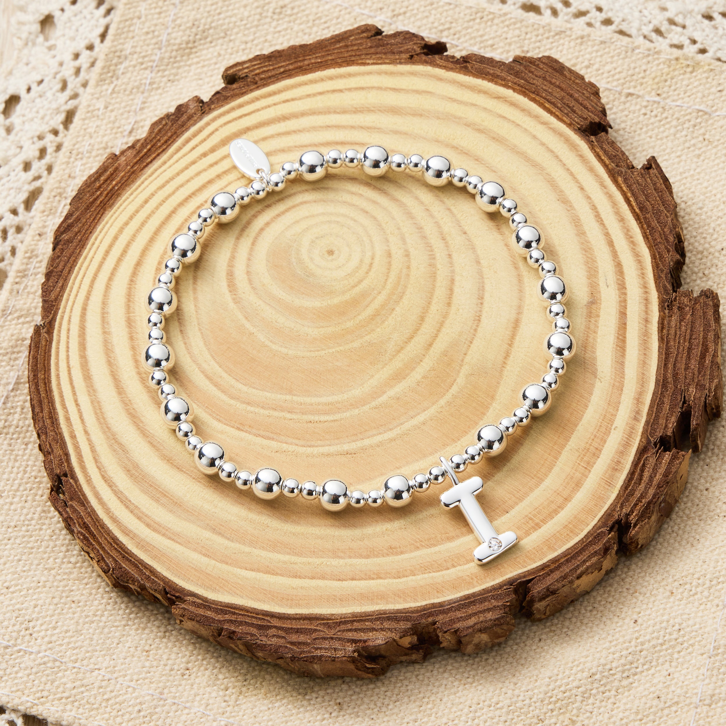 Letter I Initial Stretch Bracelet Created with Zircondia® Crystals