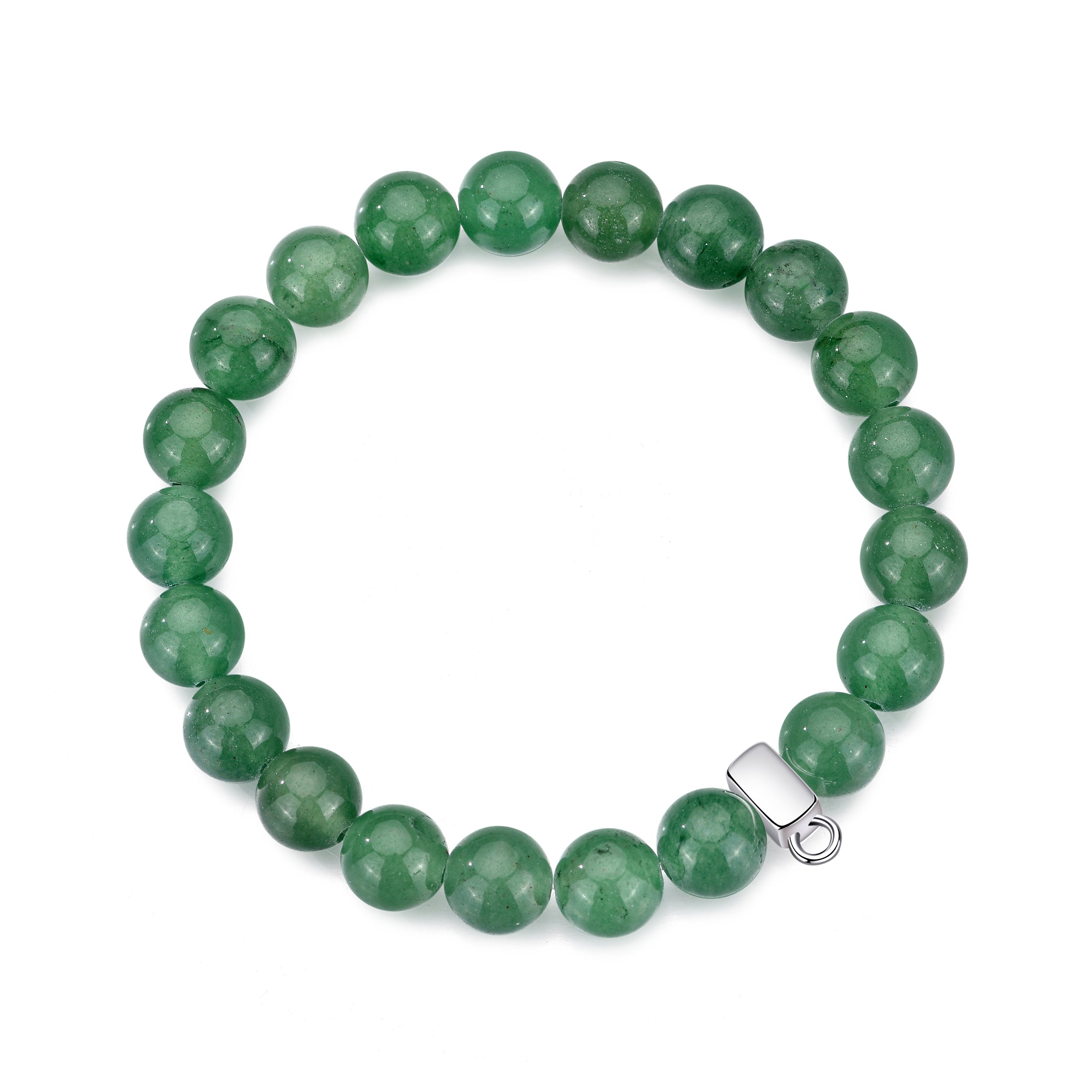 Green Aventurine Gemstone Stretch Bracelet with Charm Created with Zircondia® Crystals