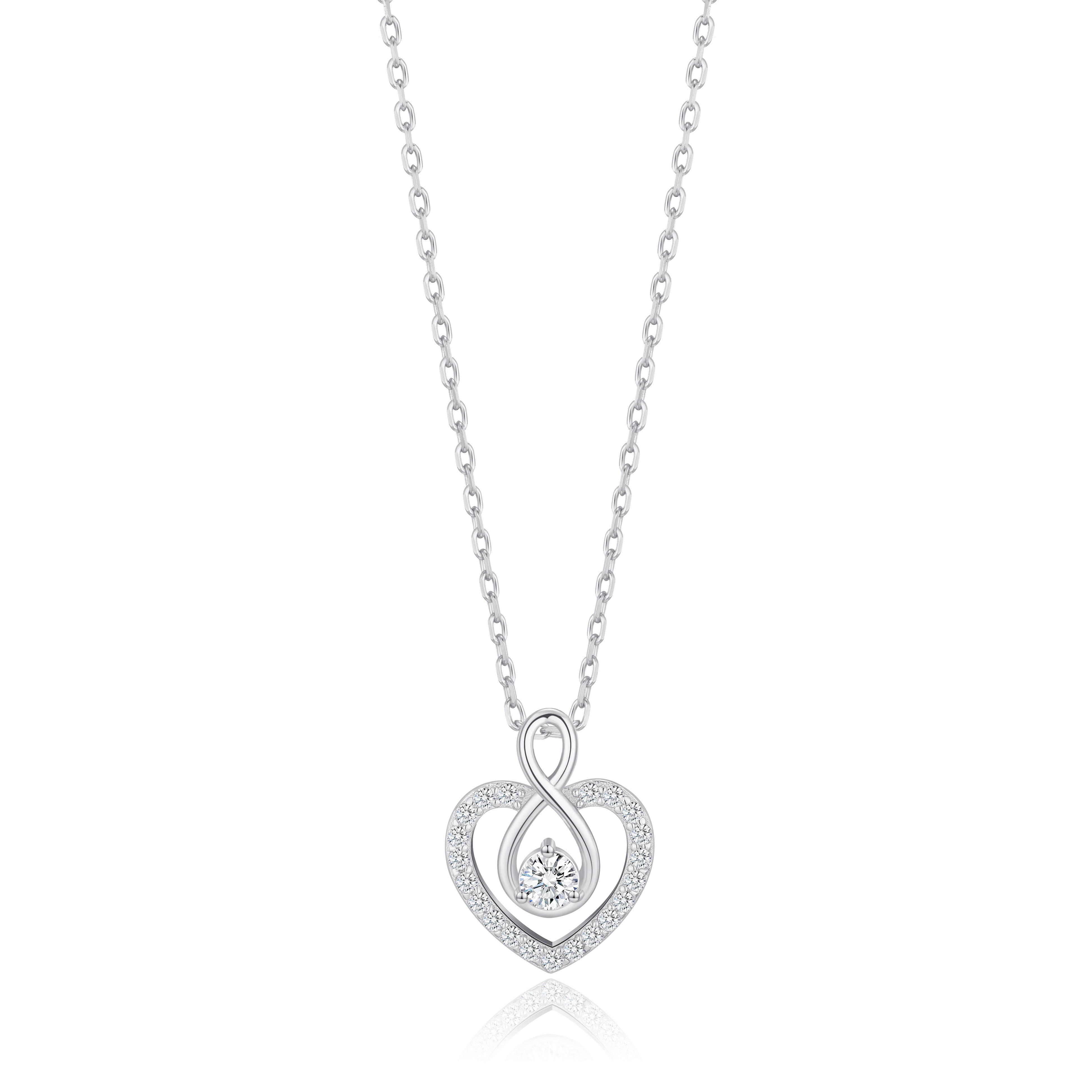 Sterling Silver Infinity Heart Necklace Created with Zircondia® Crystals