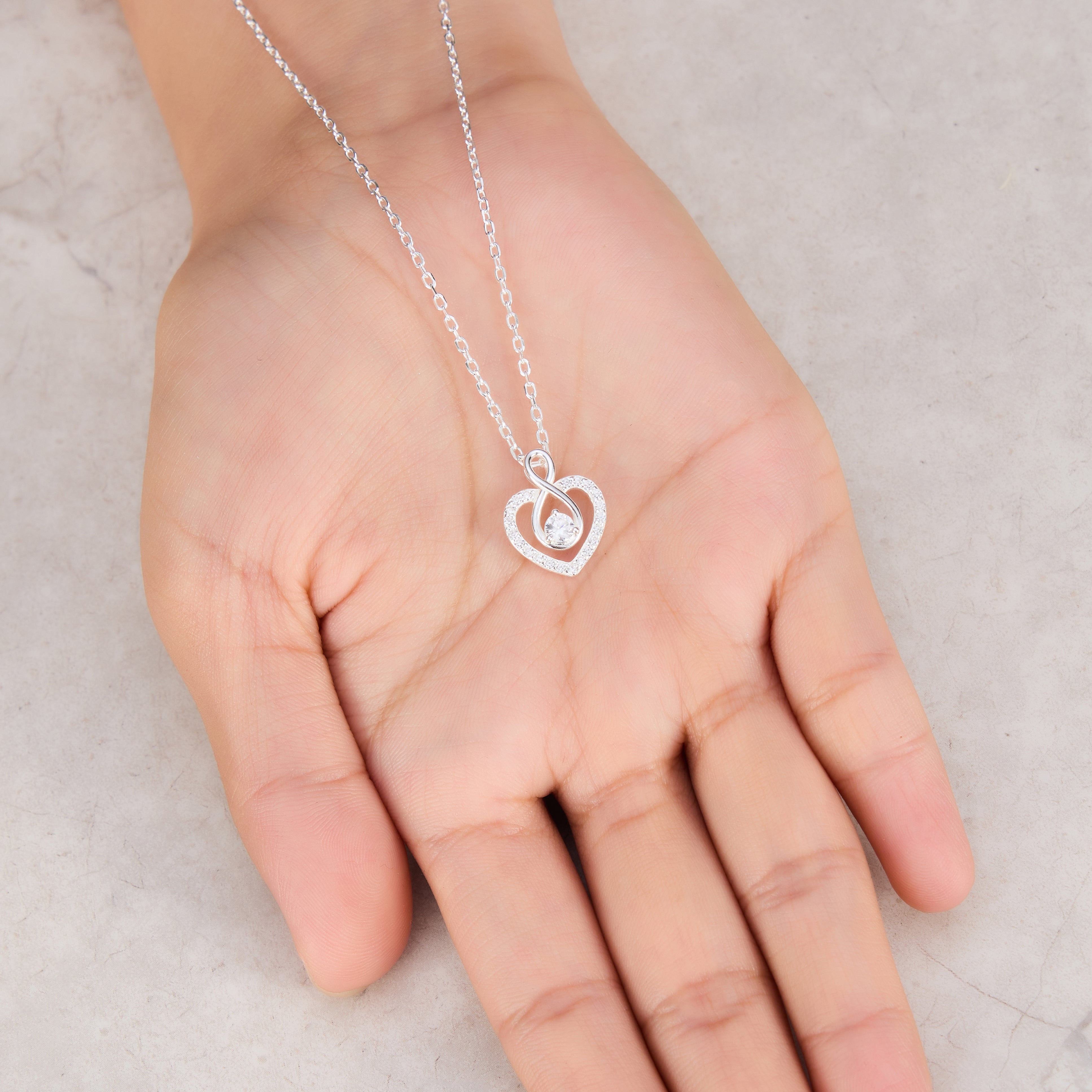 Sterling Silver Infinity Heart Necklace Created with Zircondia® Crystals