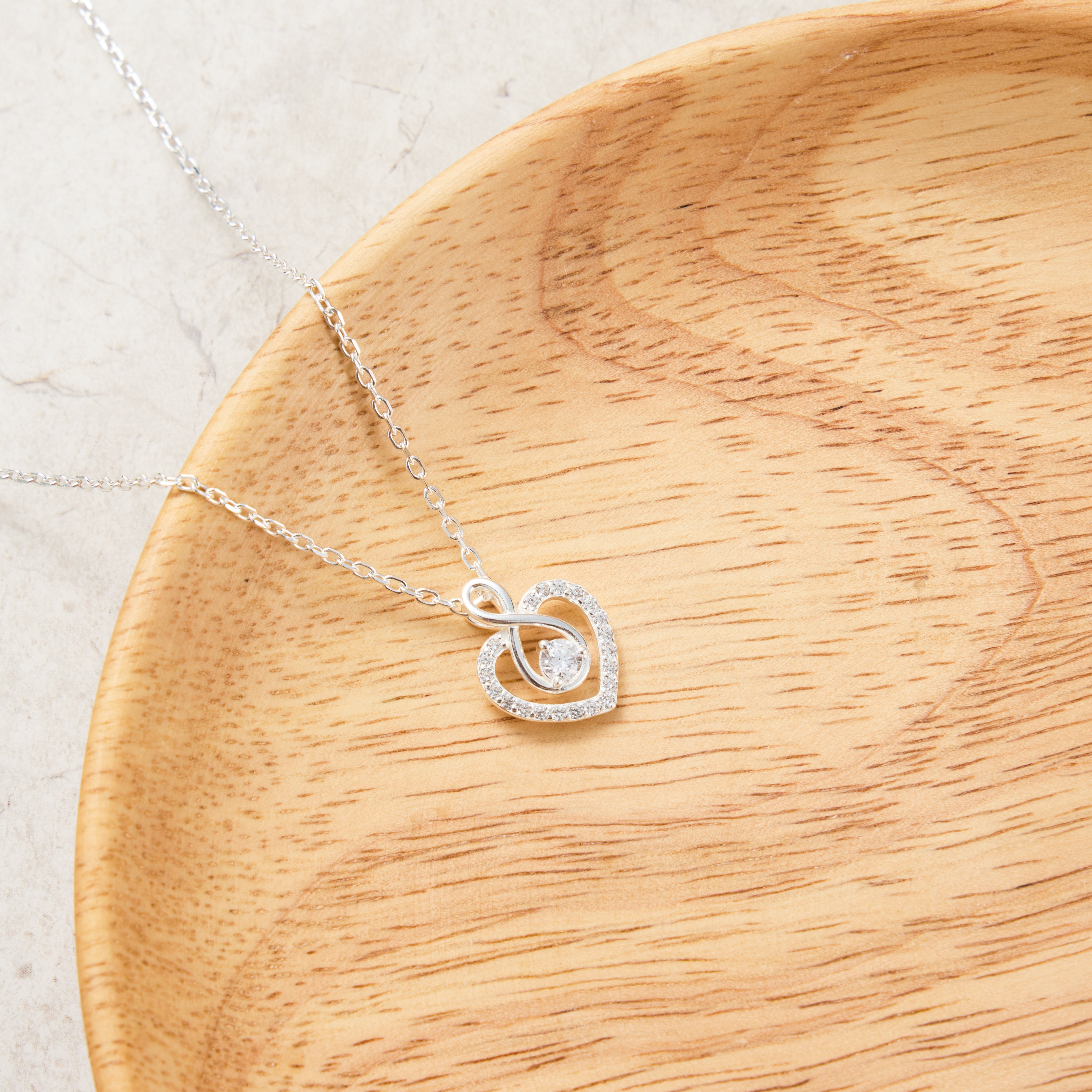 Sterling Silver Infinity Heart Necklace Created with Zircondia® Crystals