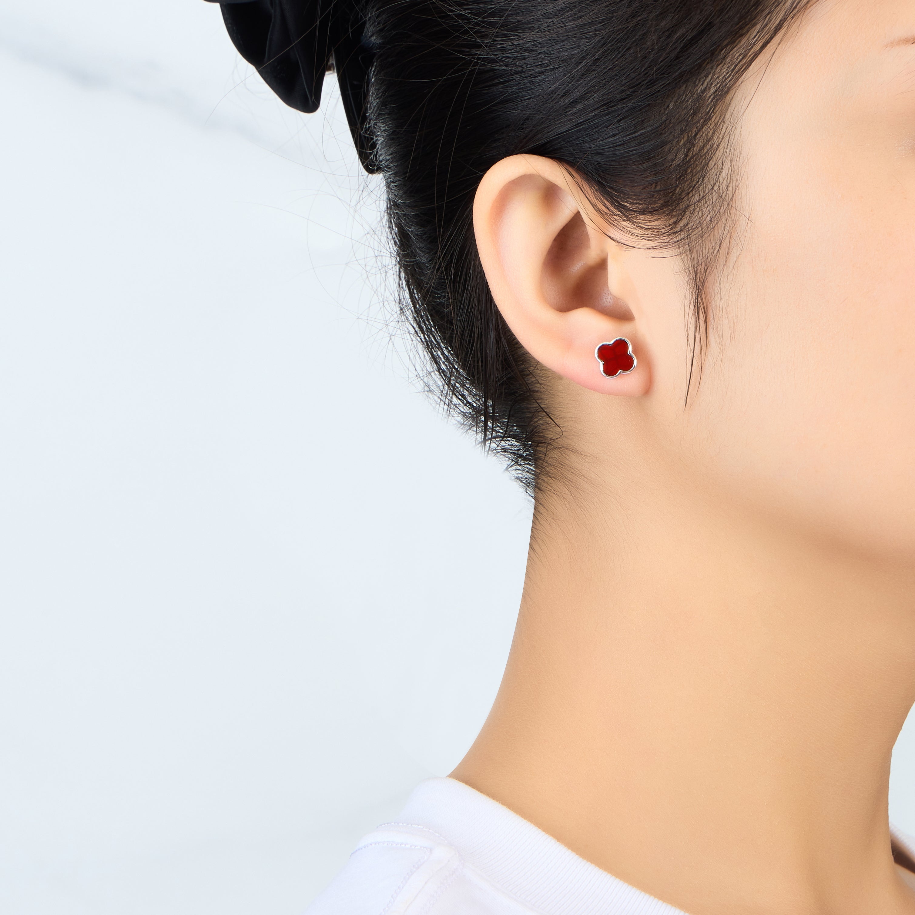 Carnelian Gemstone Clover Earrings