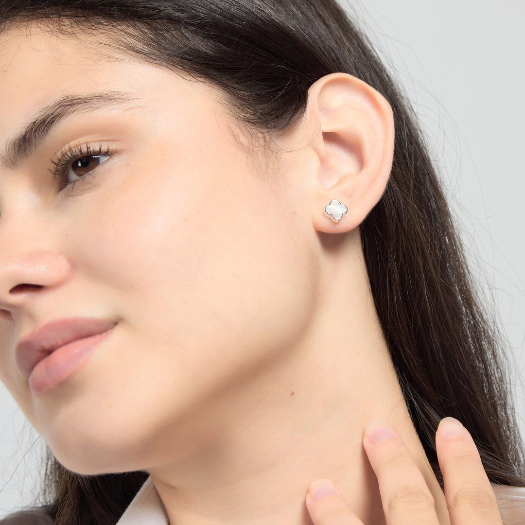 Mother of Pearl Gemstone Clover Earrings