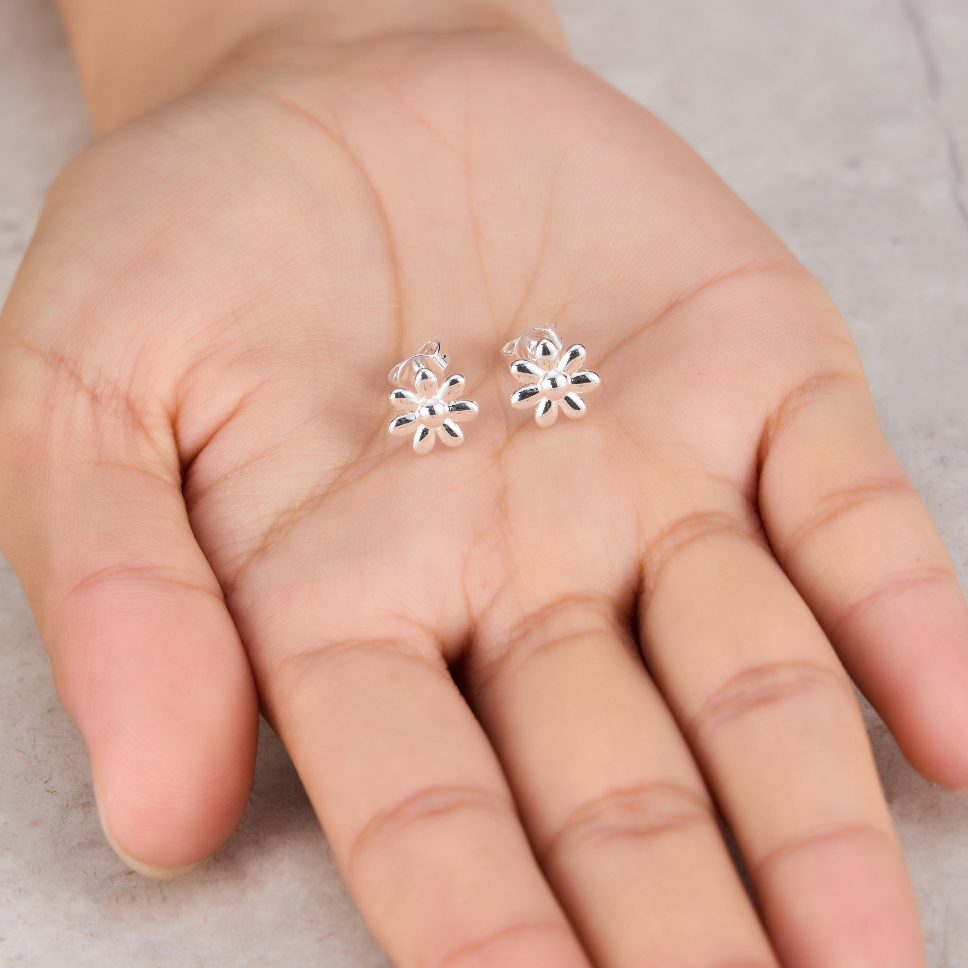 Silver Plated Daisy Earrings