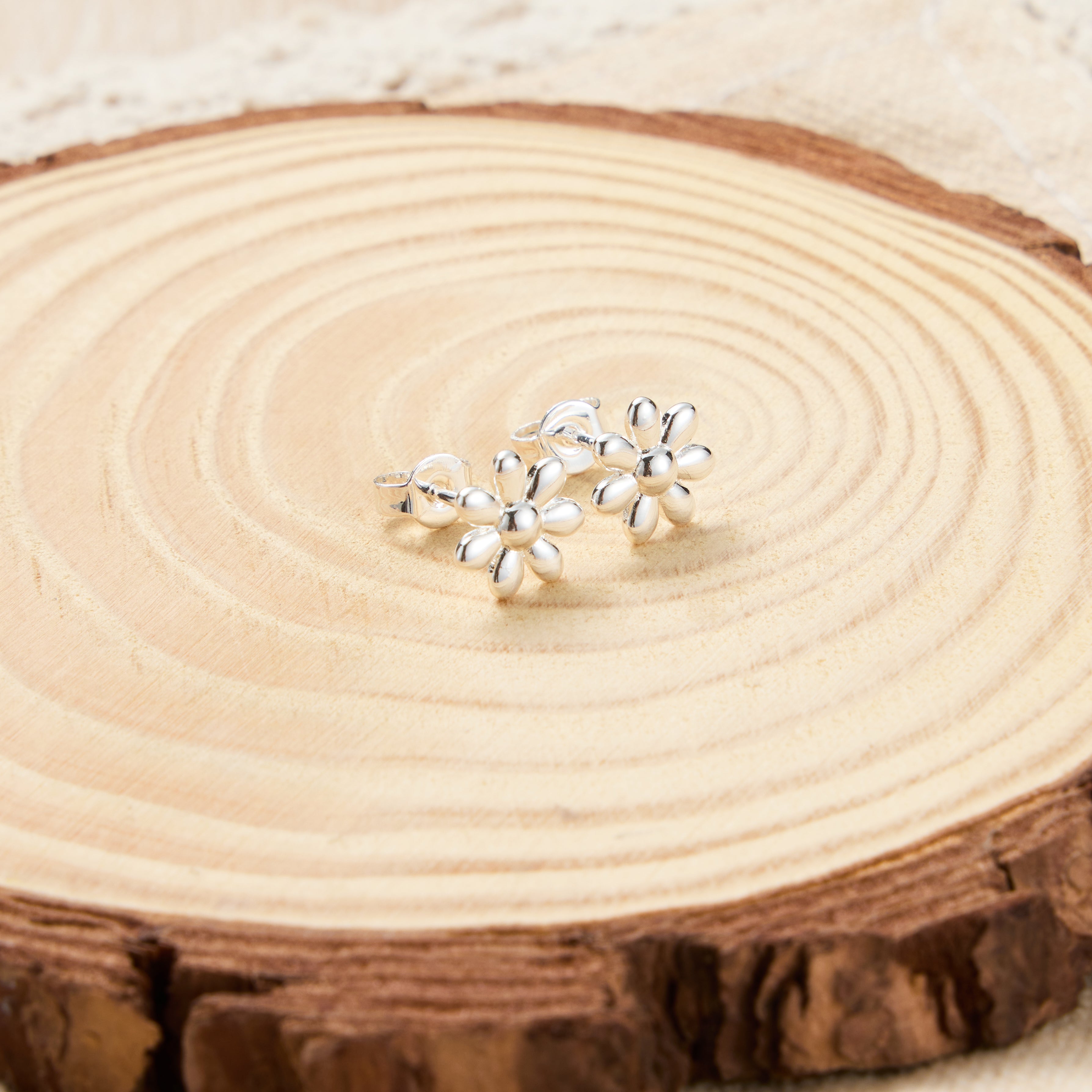 Silver Plated Daisy Earrings