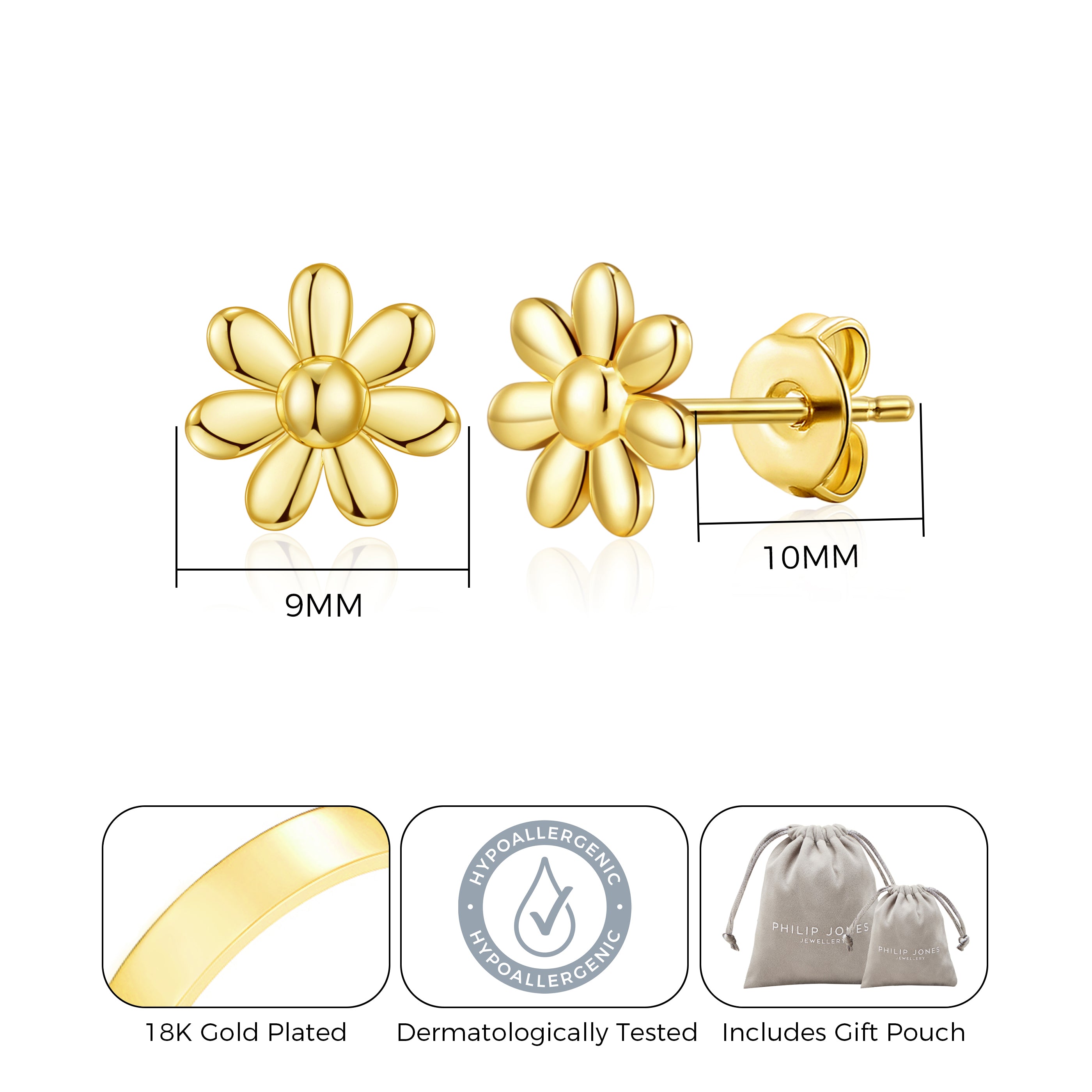 Gold Plated Daisy Earrings