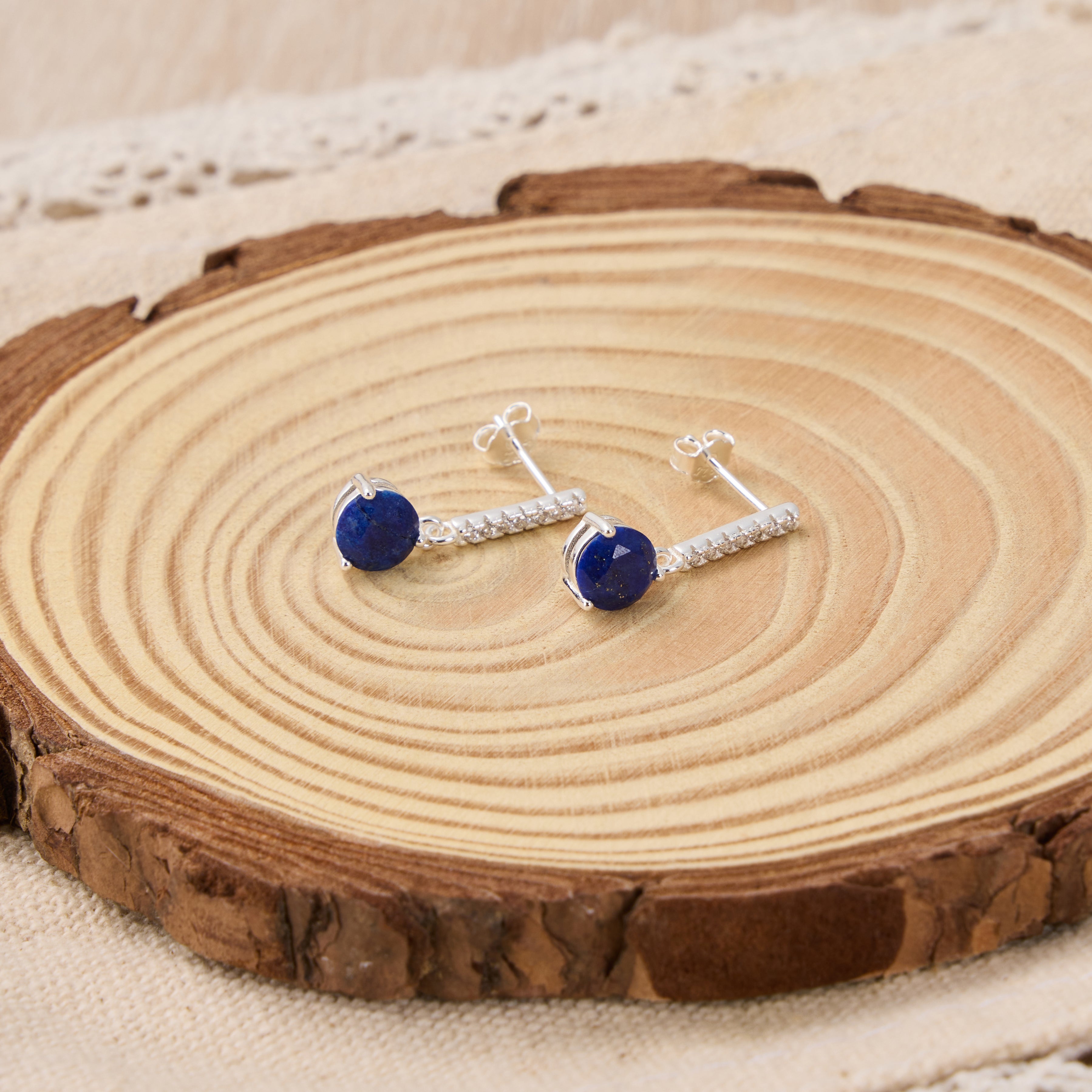 Sterling Silver Lapis Gemstone Drop Earrings