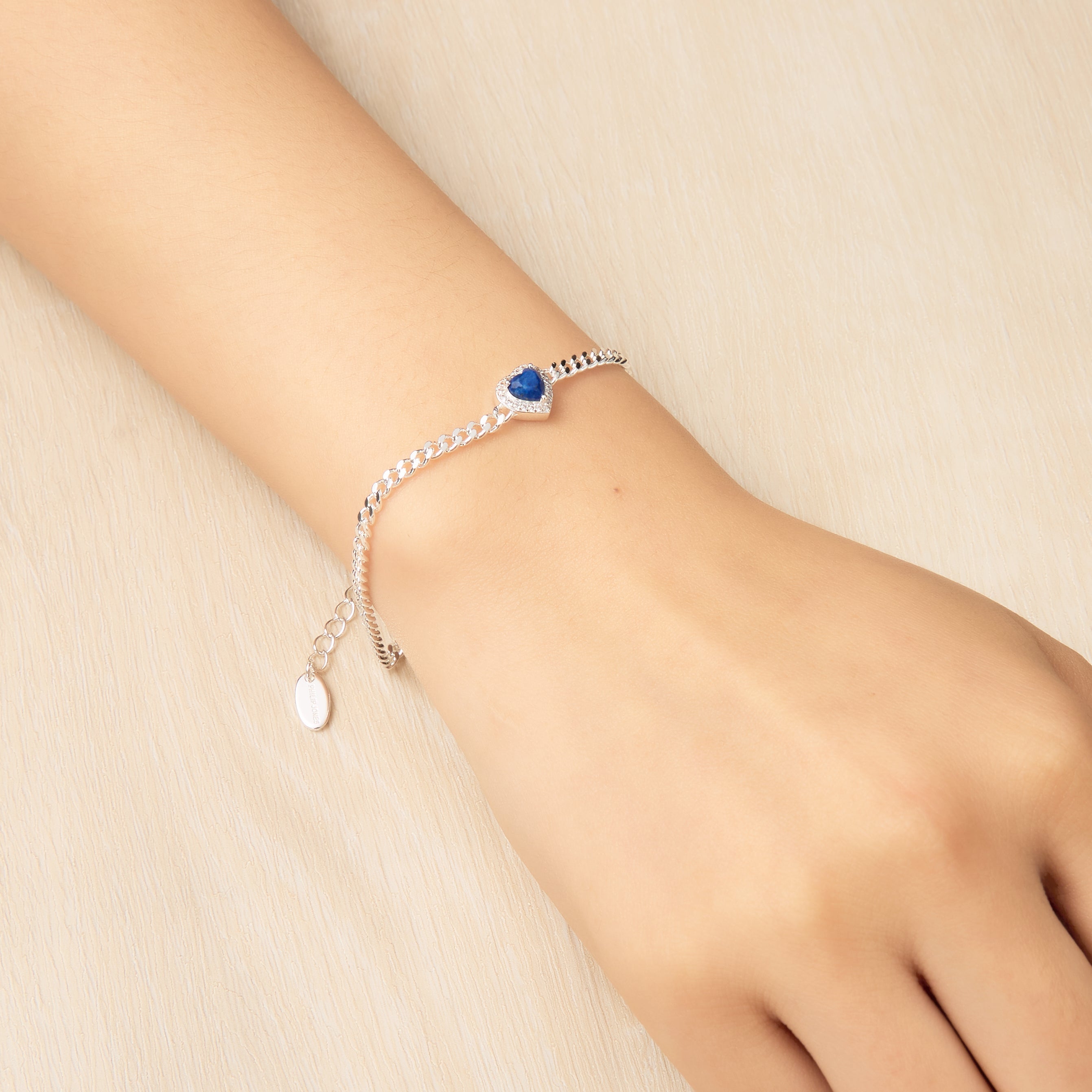 Lapis Heart Gemstone Bracelet Created with Zircondia® Crystals