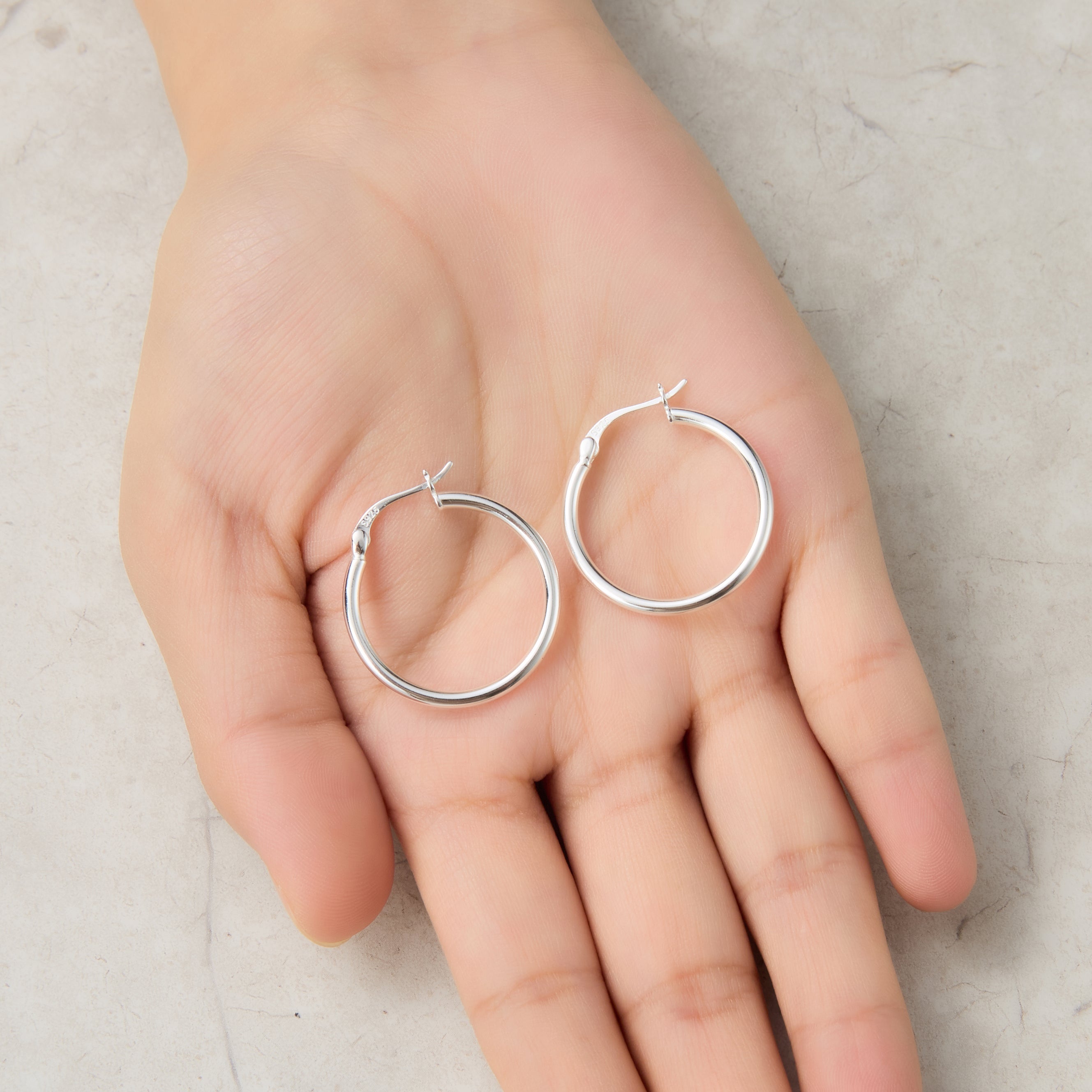 Sterling Silver 25mm Hoop Earrings