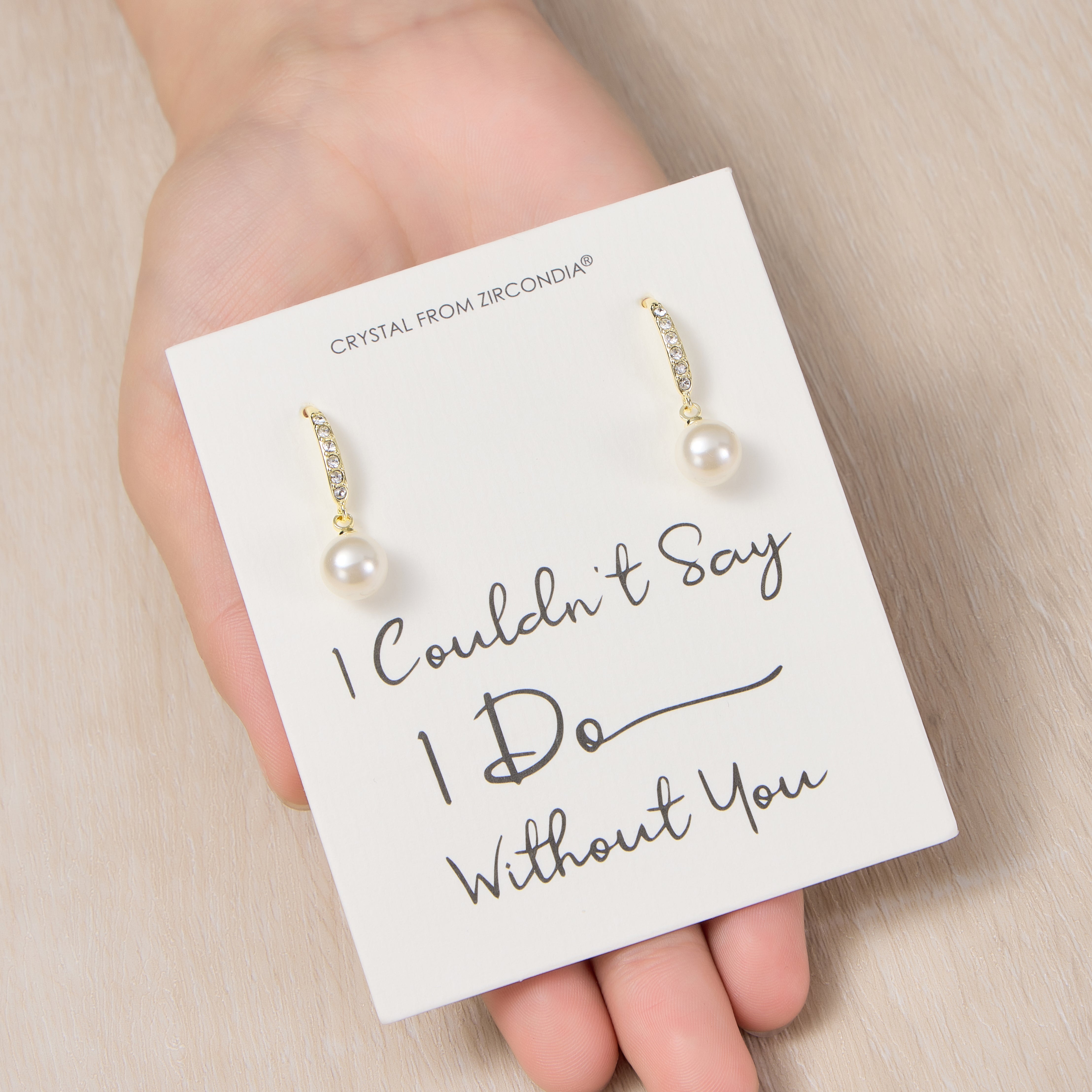 Gold Plated I Couldn't Say I Do Without You Pearl Drop Earrings Created with Zircondia® Crystals