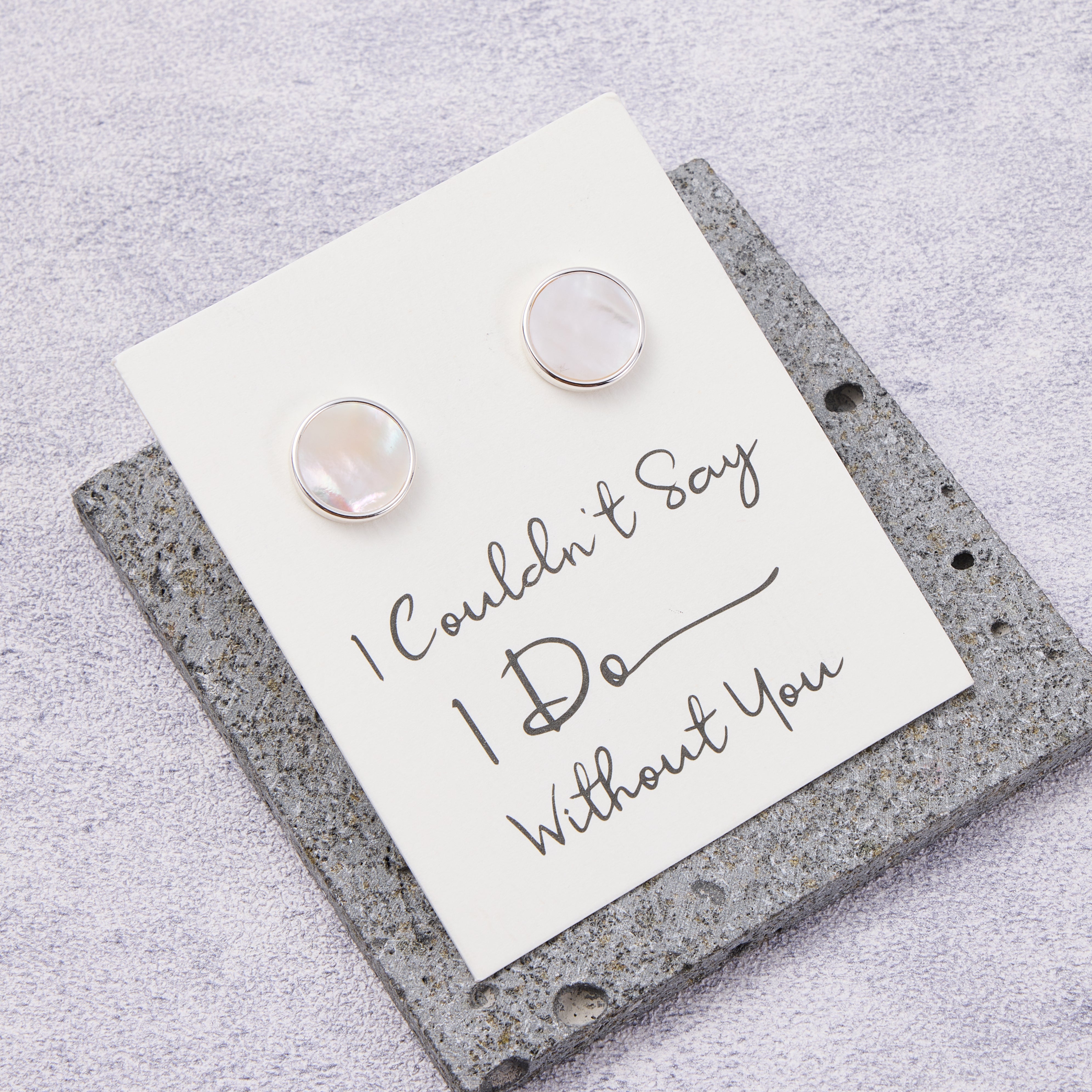 Men's I Couldn't Say I Do Without You Mother of Pearl Gemstone Cufflinks